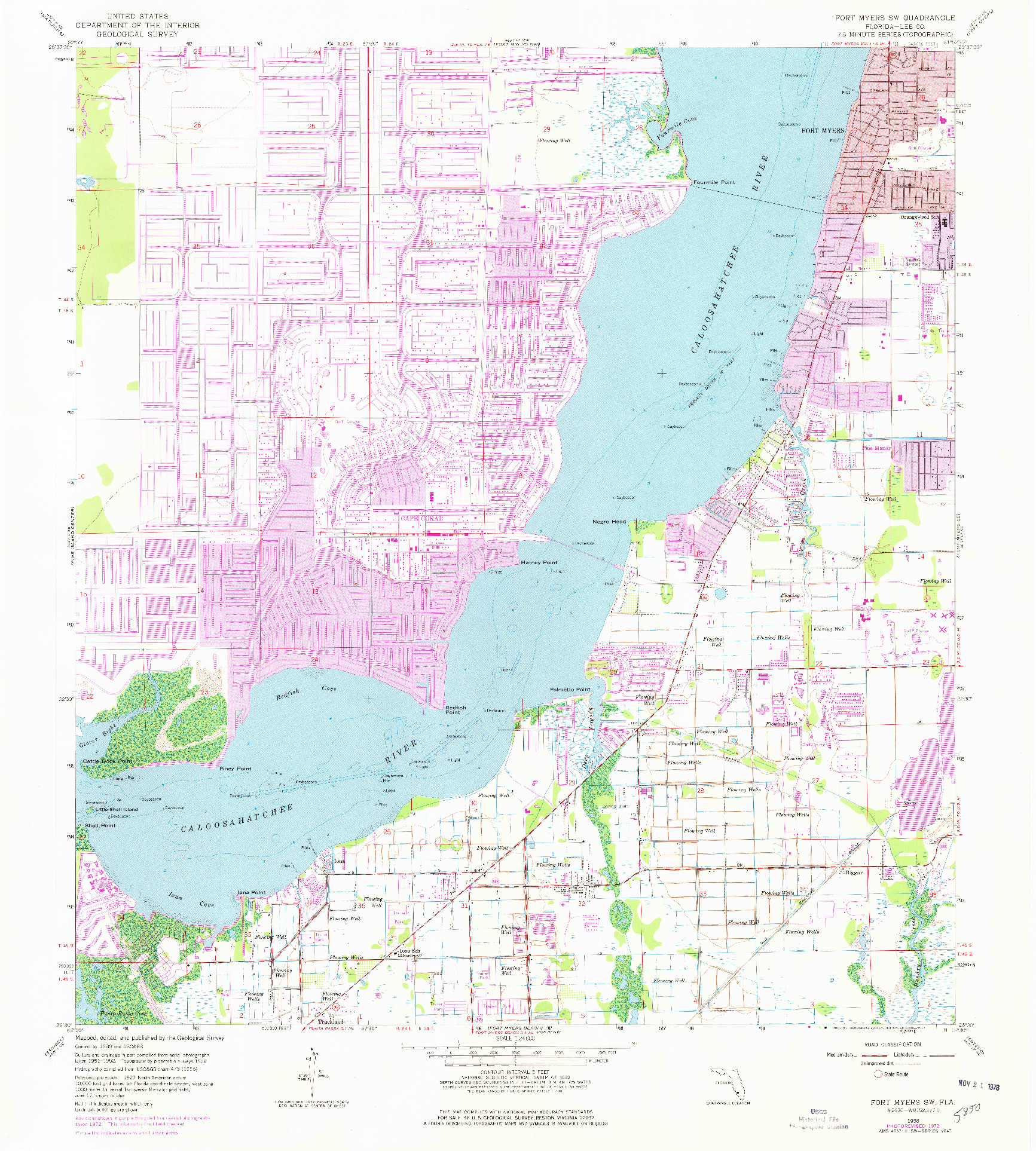 USGS 1:24000-SCALE QUADRANGLE FOR FORT MYERS SW, FL 1958