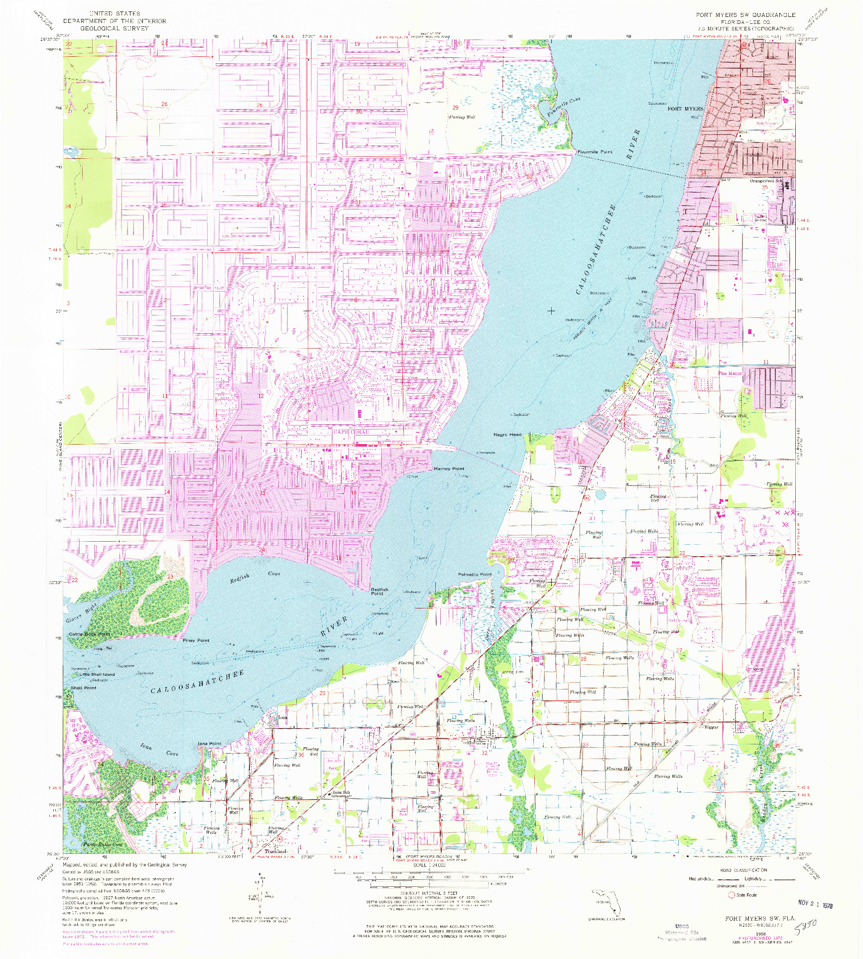 USGS 1:24000-SCALE QUADRANGLE FOR FORT MYERS SW, FL 1958