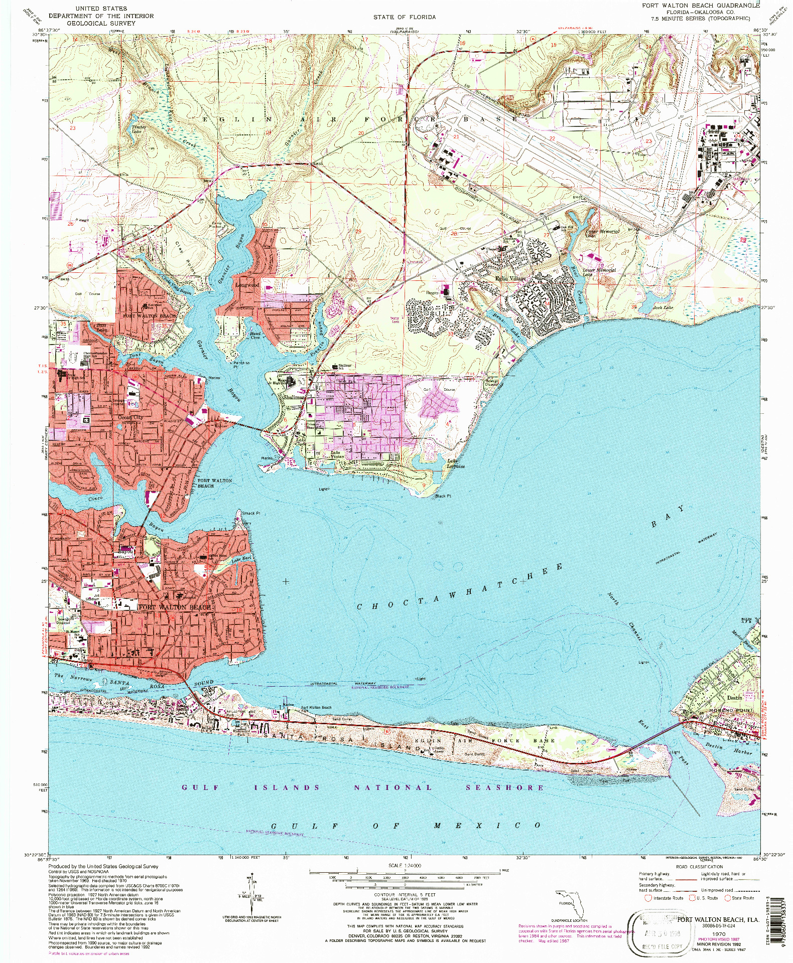 USGS 1:24000-SCALE QUADRANGLE FOR FORT WALTON BEACH, FL 1970