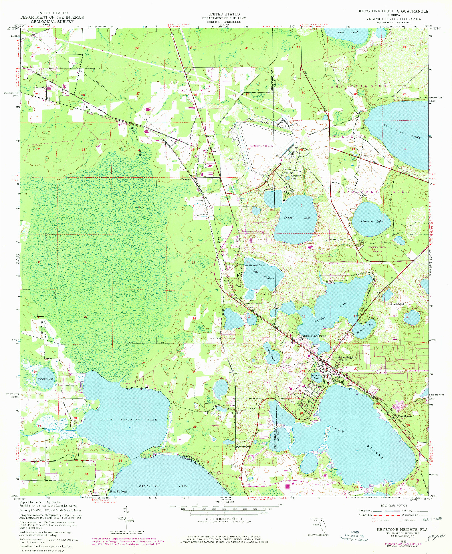 USGS 1:24000-SCALE QUADRANGLE FOR KEYSTONE HEIGHTS, FL 1949