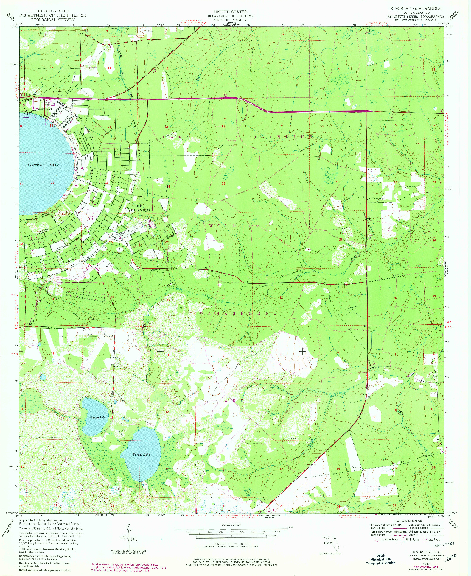 USGS 1:24000-SCALE QUADRANGLE FOR KINGSLEY, FL 1949