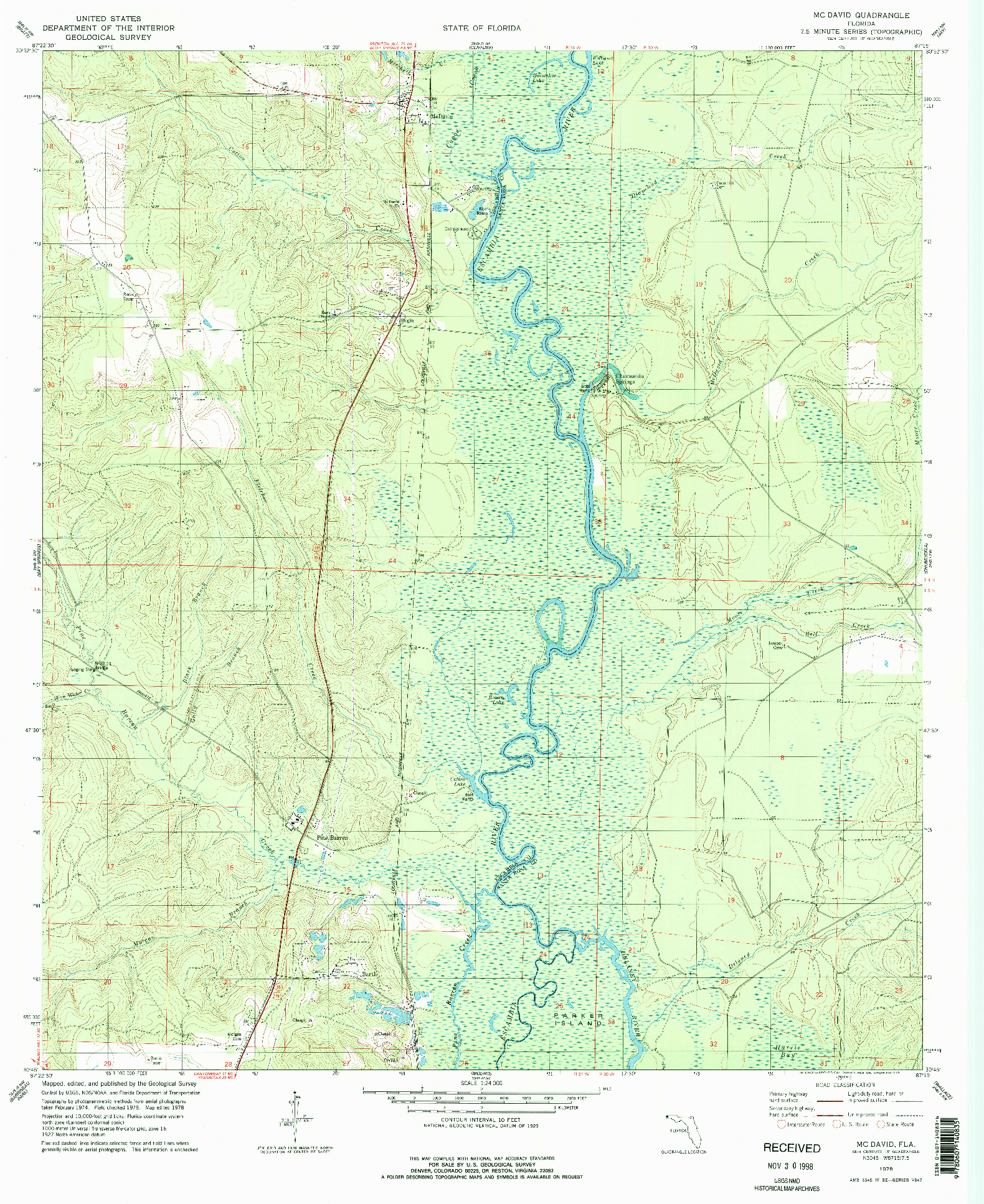USGS 1:24000-SCALE QUADRANGLE FOR MCDAVID, FL 1978