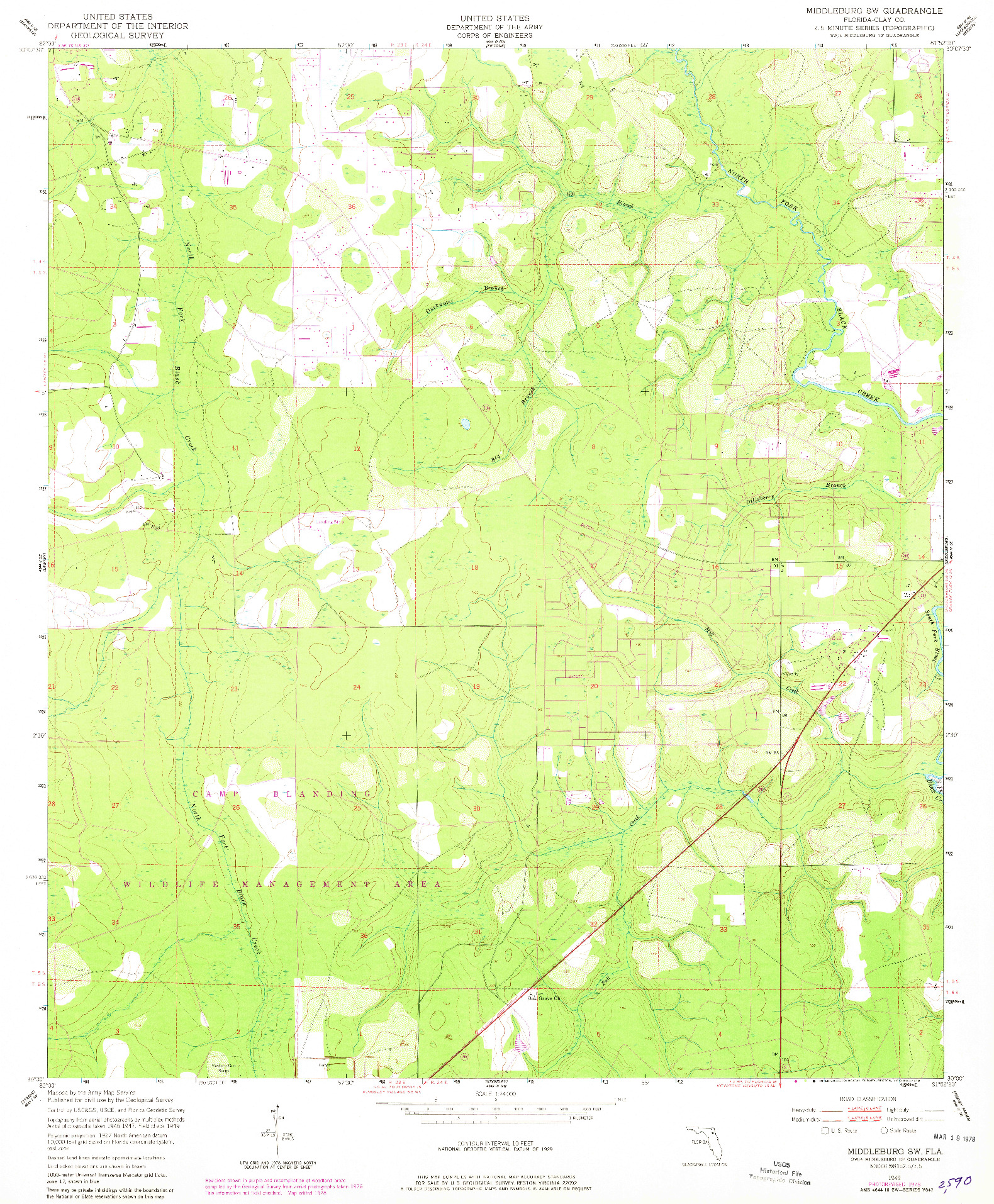 USGS 1:24000-SCALE QUADRANGLE FOR MIDDLEBURG SW, FL 1949