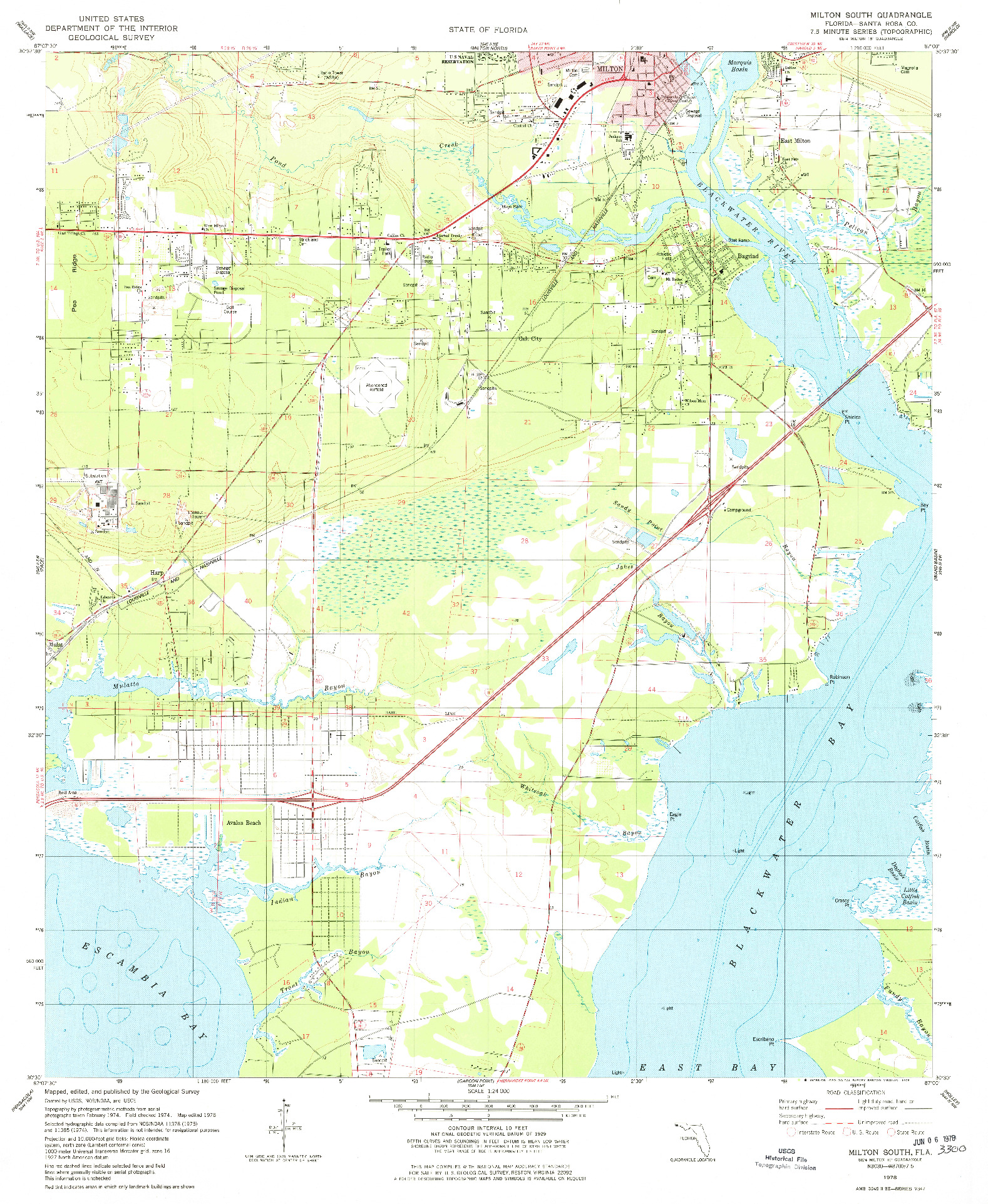 USGS 1:24000-SCALE QUADRANGLE FOR MILTON SOUTH, FL 1978