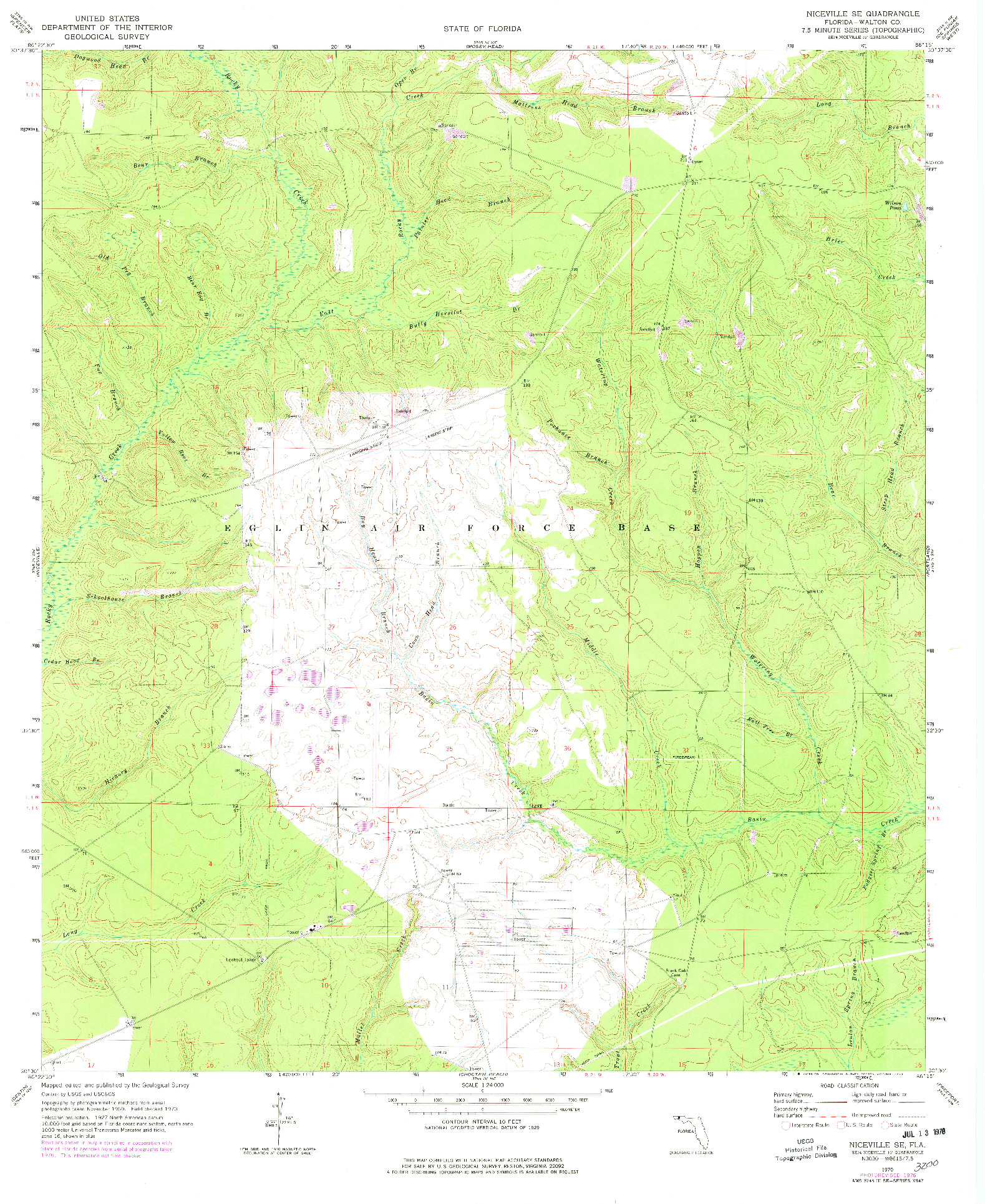 USGS 1:24000-SCALE QUADRANGLE FOR NICEVILLE SE, FL 1970