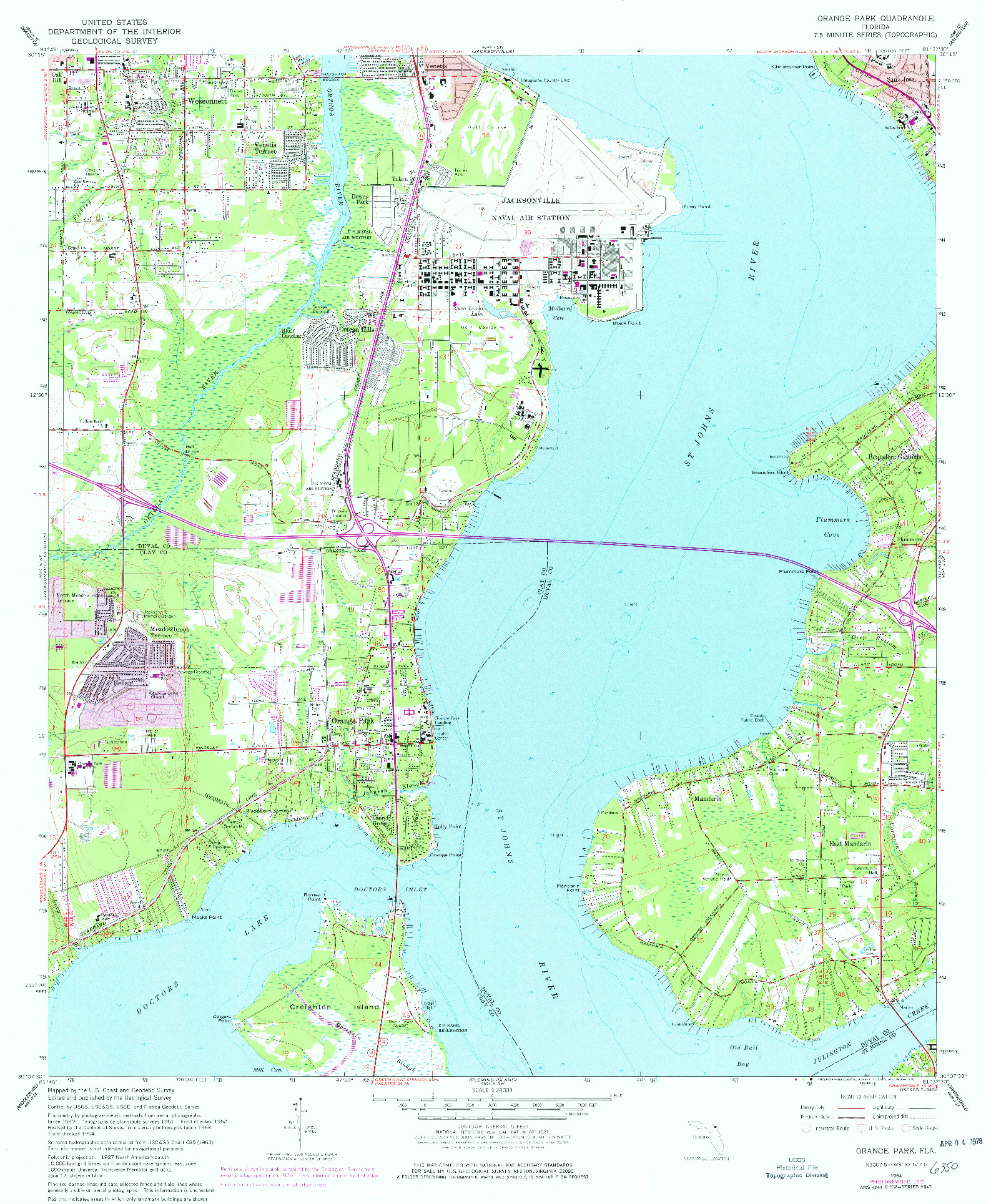 USGS 1:24000-SCALE QUADRANGLE FOR ORANGE PARK, FL 1964