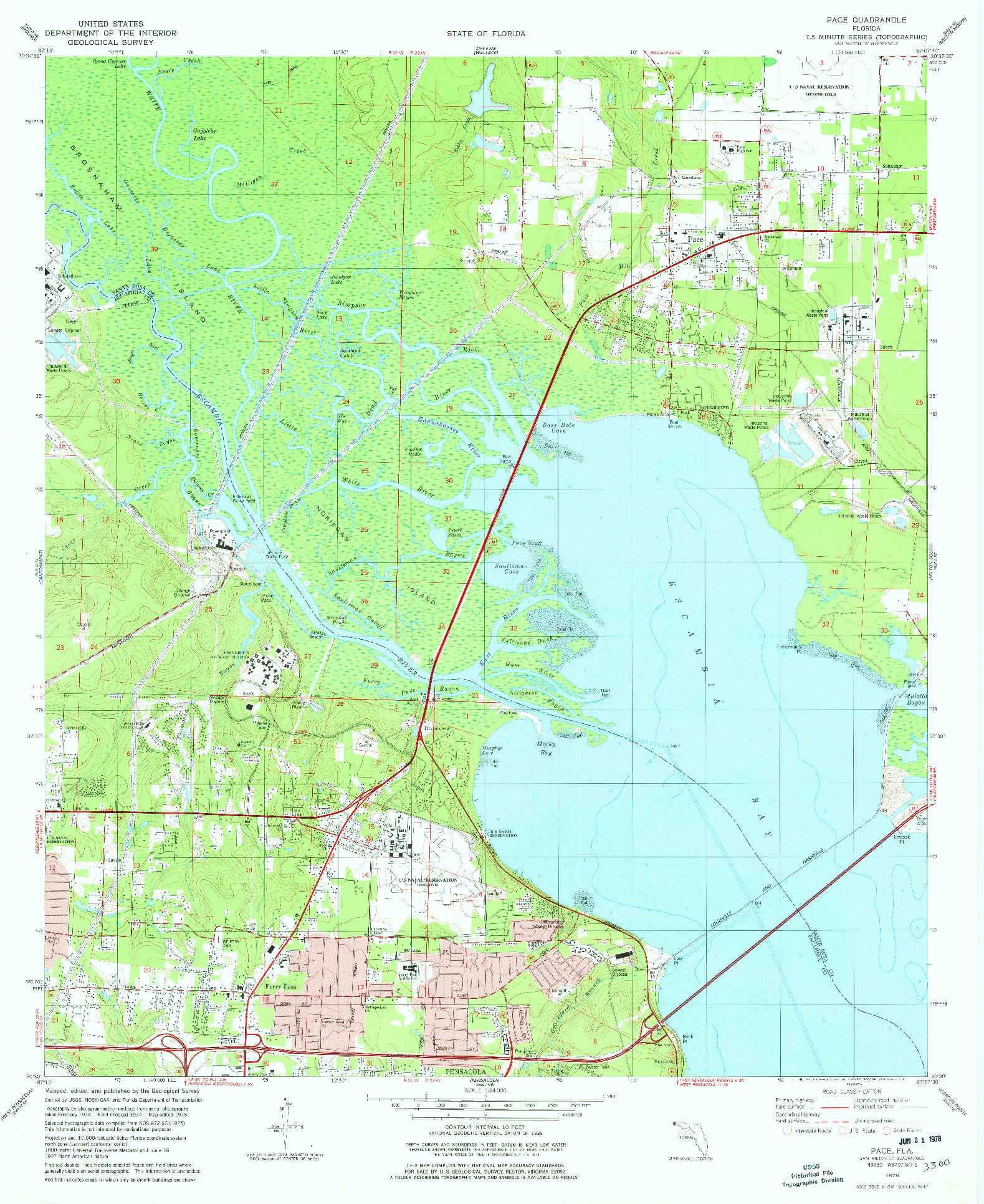 USGS 1:24000-SCALE QUADRANGLE FOR PACE, FL 1978