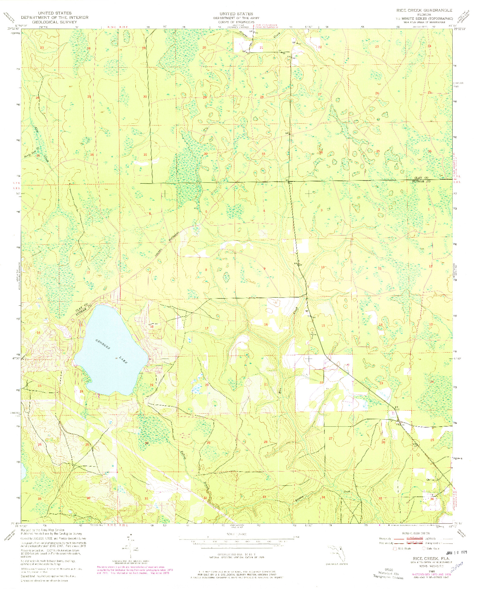 USGS 1:24000-SCALE QUADRANGLE FOR RICE CREEK, FL 1949