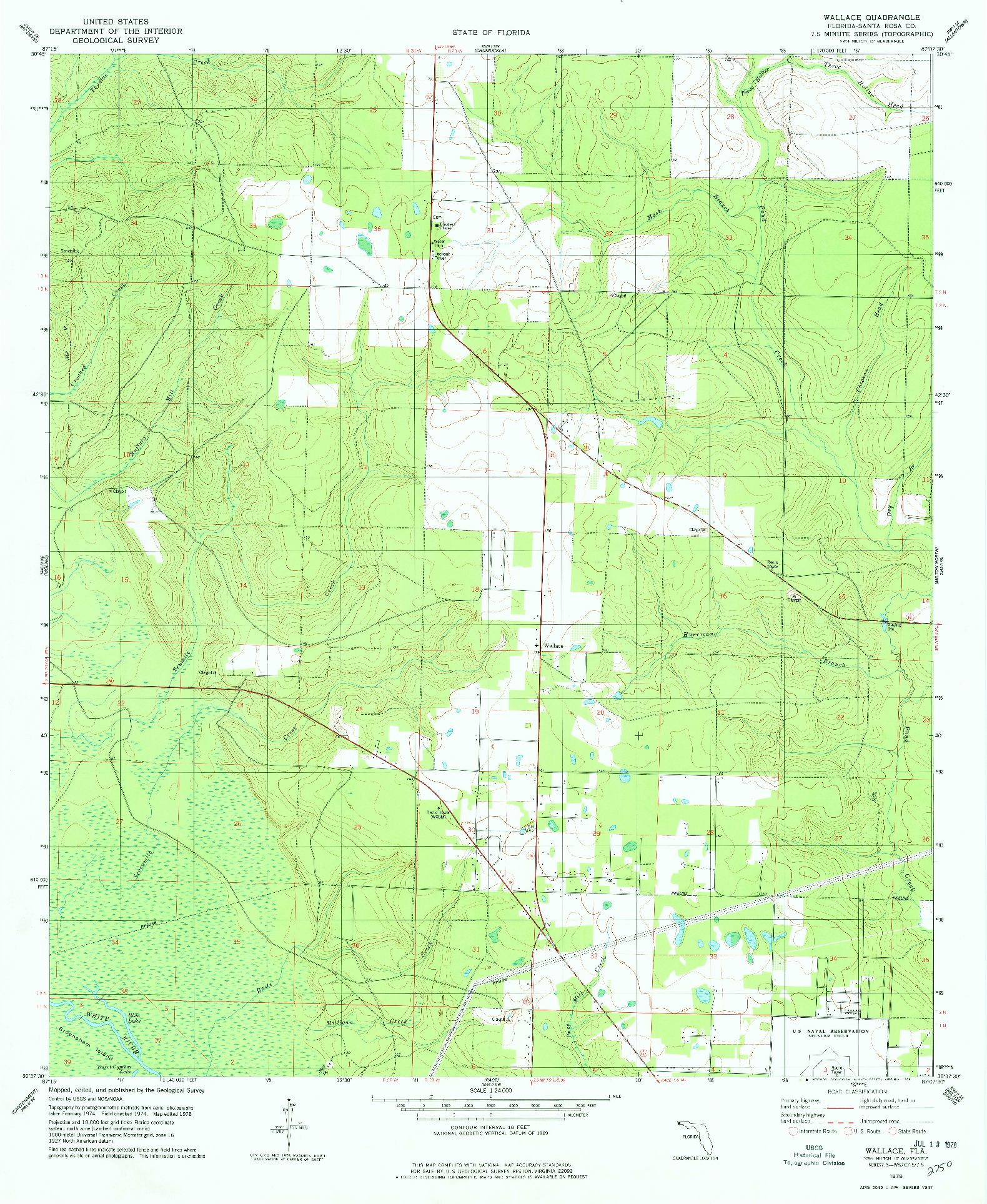 USGS 1:24000-SCALE QUADRANGLE FOR WALLACE, FL 1978