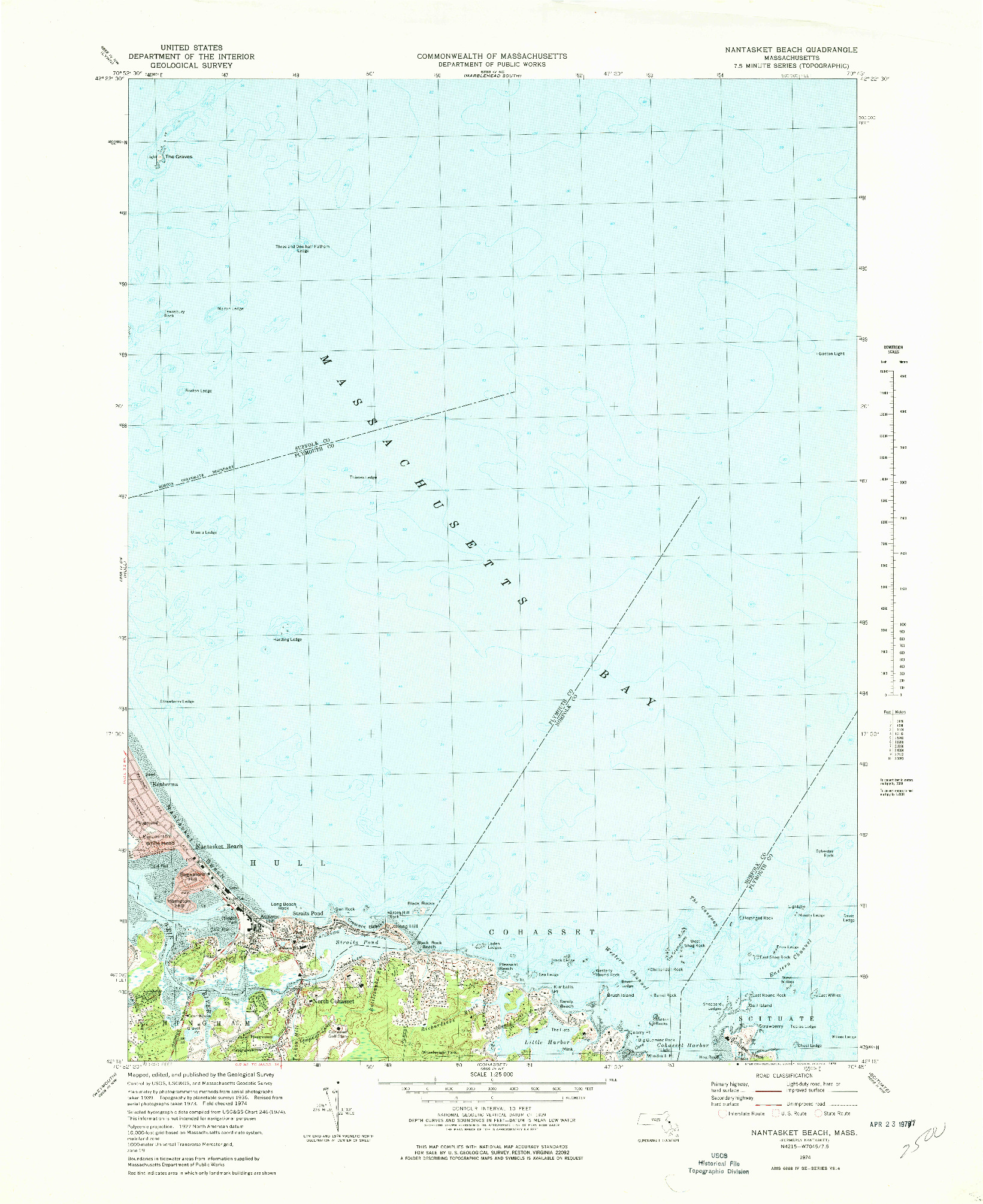 USGS 1:24000-SCALE QUADRANGLE FOR NANTASKET BEACH, MA 1974