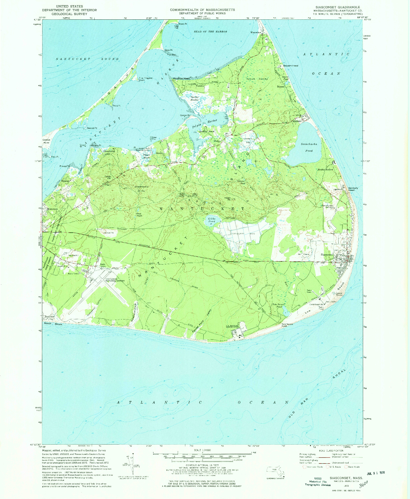 USGS 1:24000-SCALE QUADRANGLE FOR SIASCONSET, MA 1972