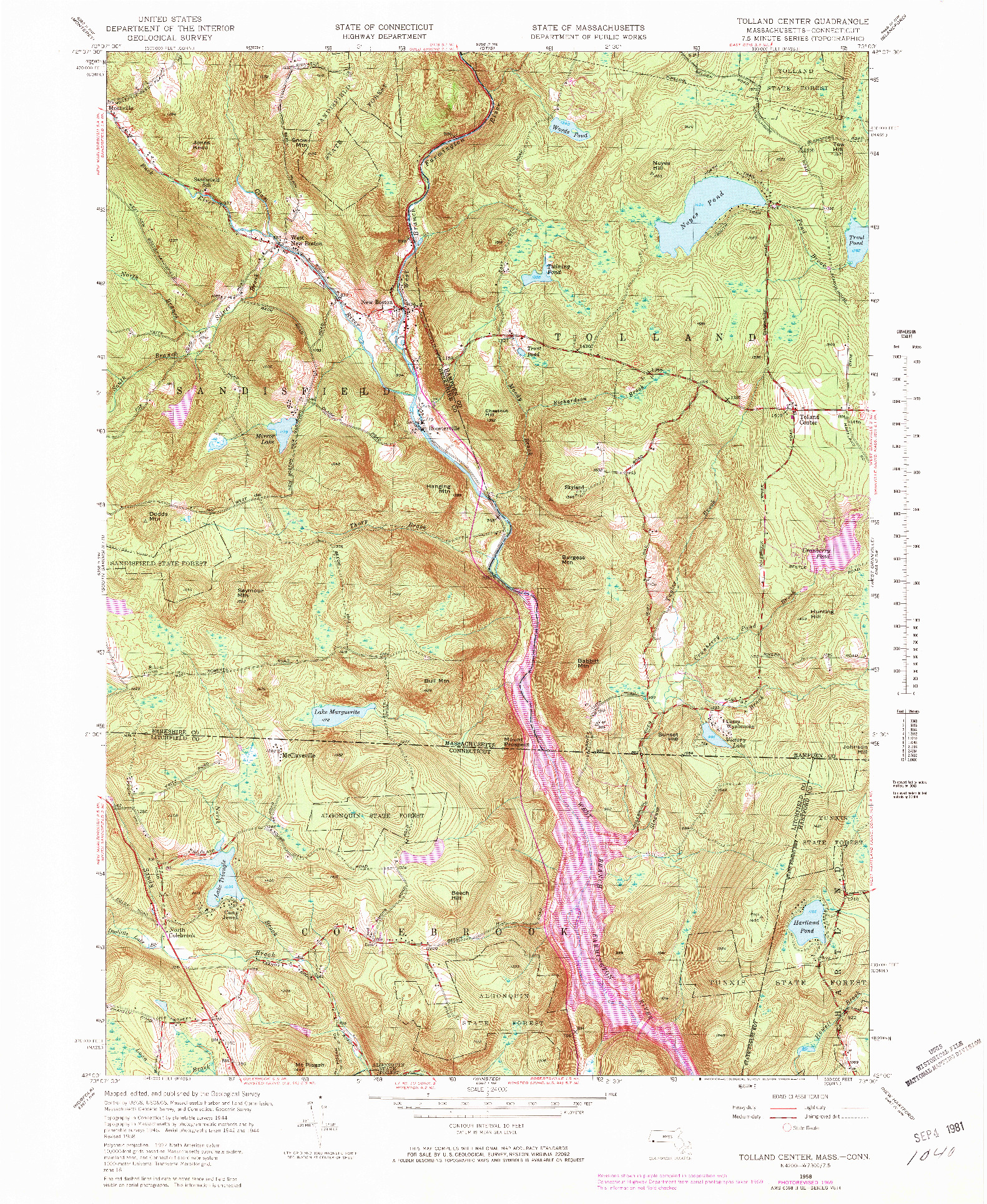 USGS 1:24000-SCALE QUADRANGLE FOR TOLLAND CENTER, MA 1958