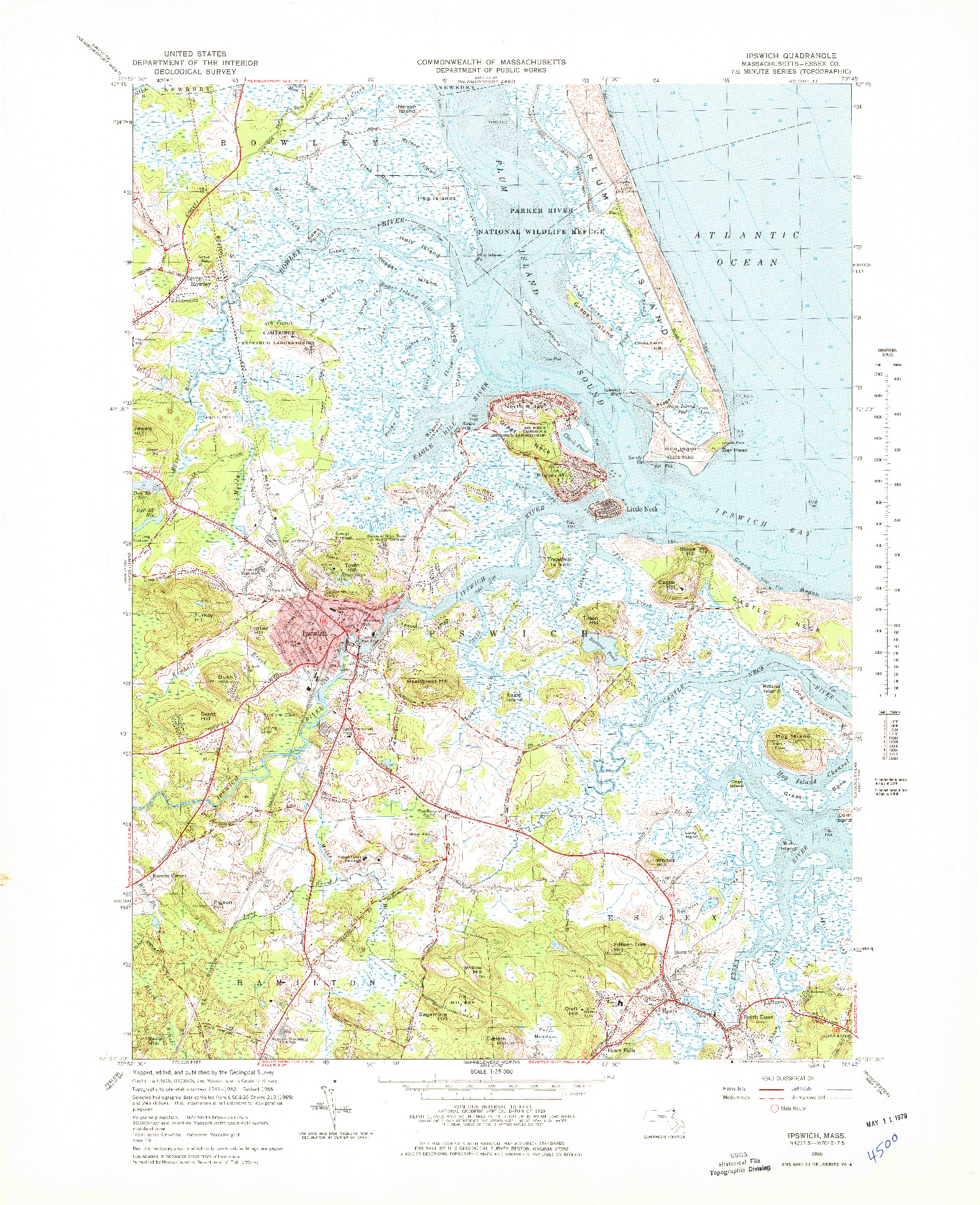 USGS 1:25000-SCALE QUADRANGLE FOR IPSWICH, MA 1966