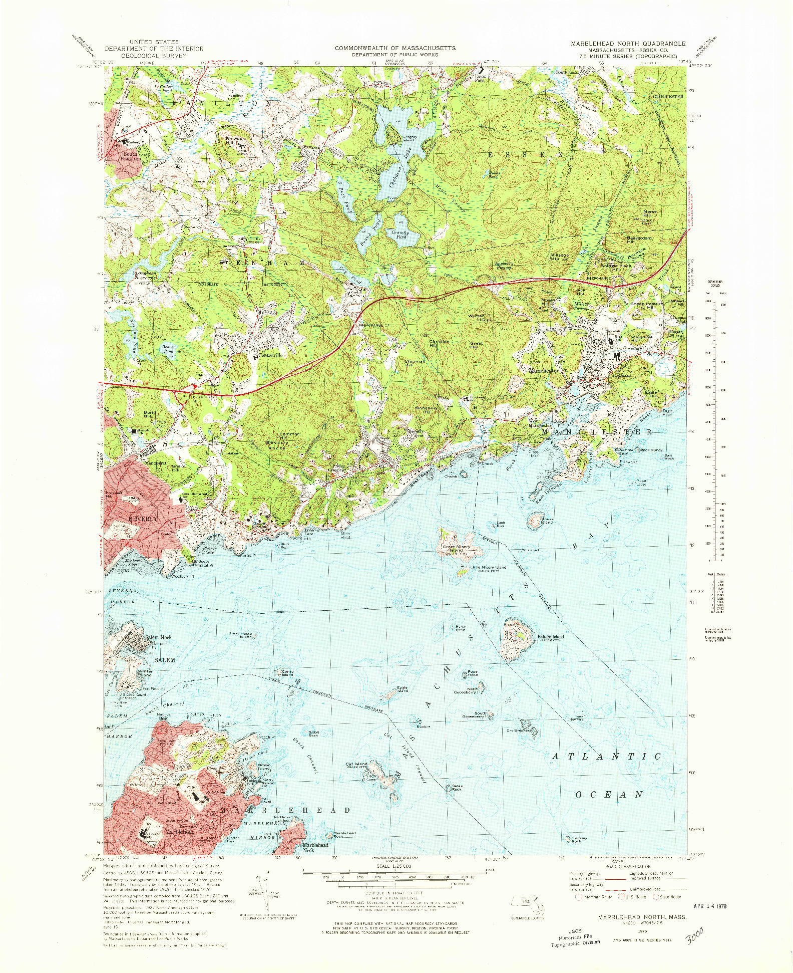 USGS 1:25000-SCALE QUADRANGLE FOR MARBLEHEAD NORTH, MA 1970