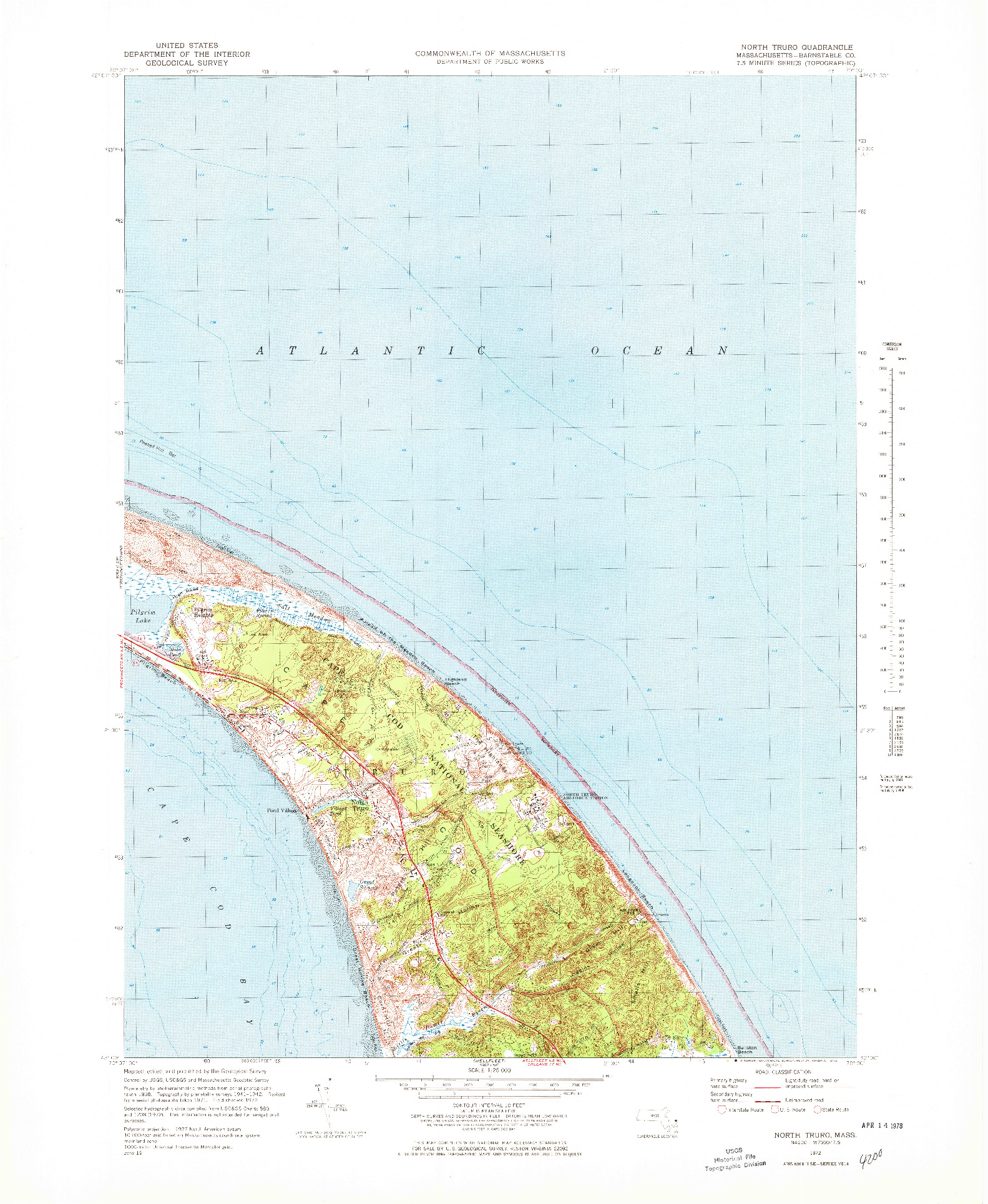 USGS 1:25000-SCALE QUADRANGLE FOR NORTH TRURO, MA 1972