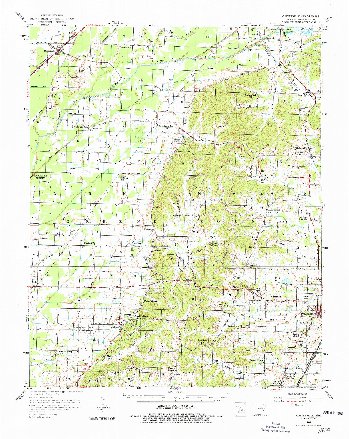 USGS 1:62500-SCALE QUADRANGLE FOR GAINESVILLE, AR 1958