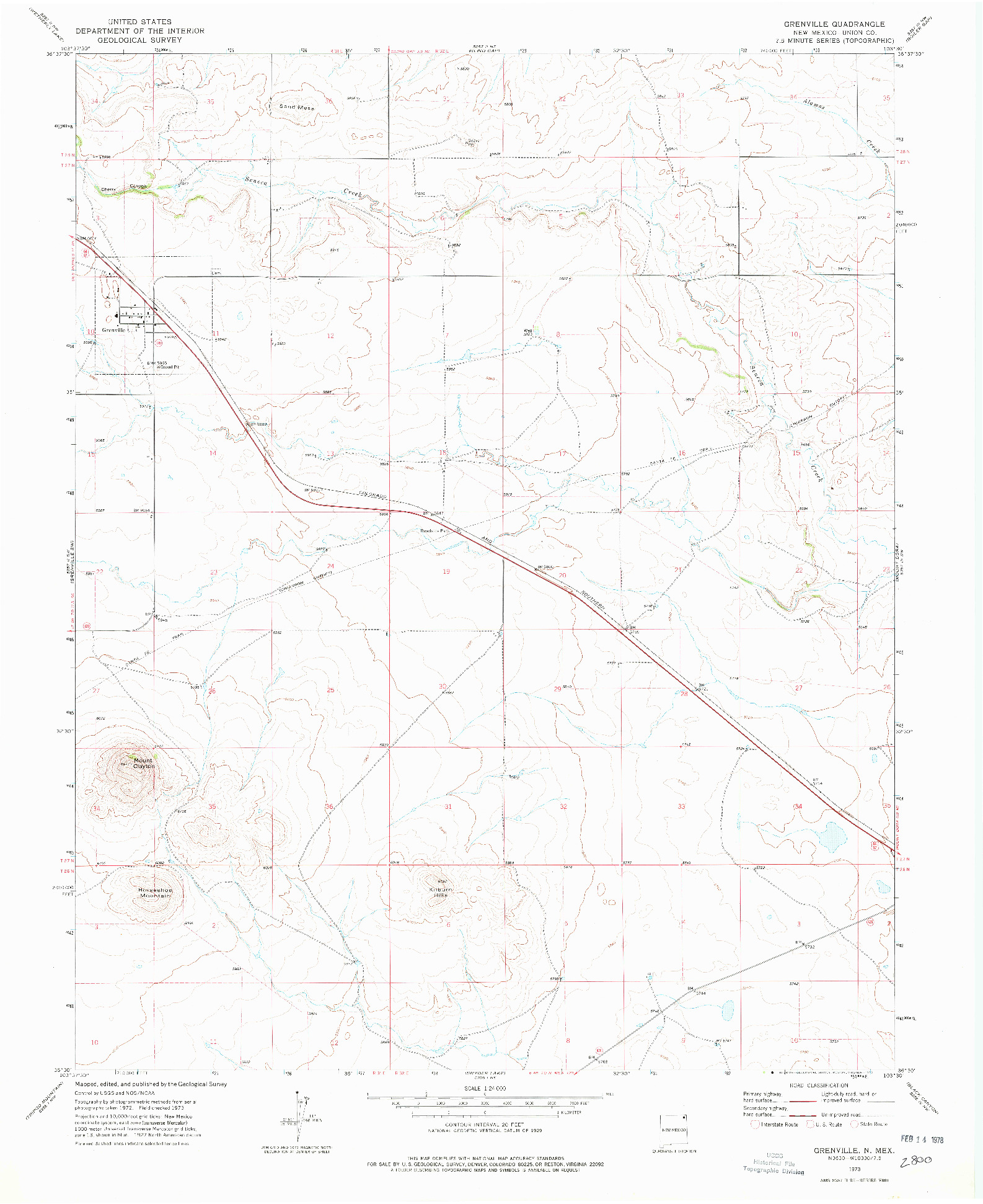 USGS 1:24000-SCALE QUADRANGLE FOR GRENVILLE, NM 1973