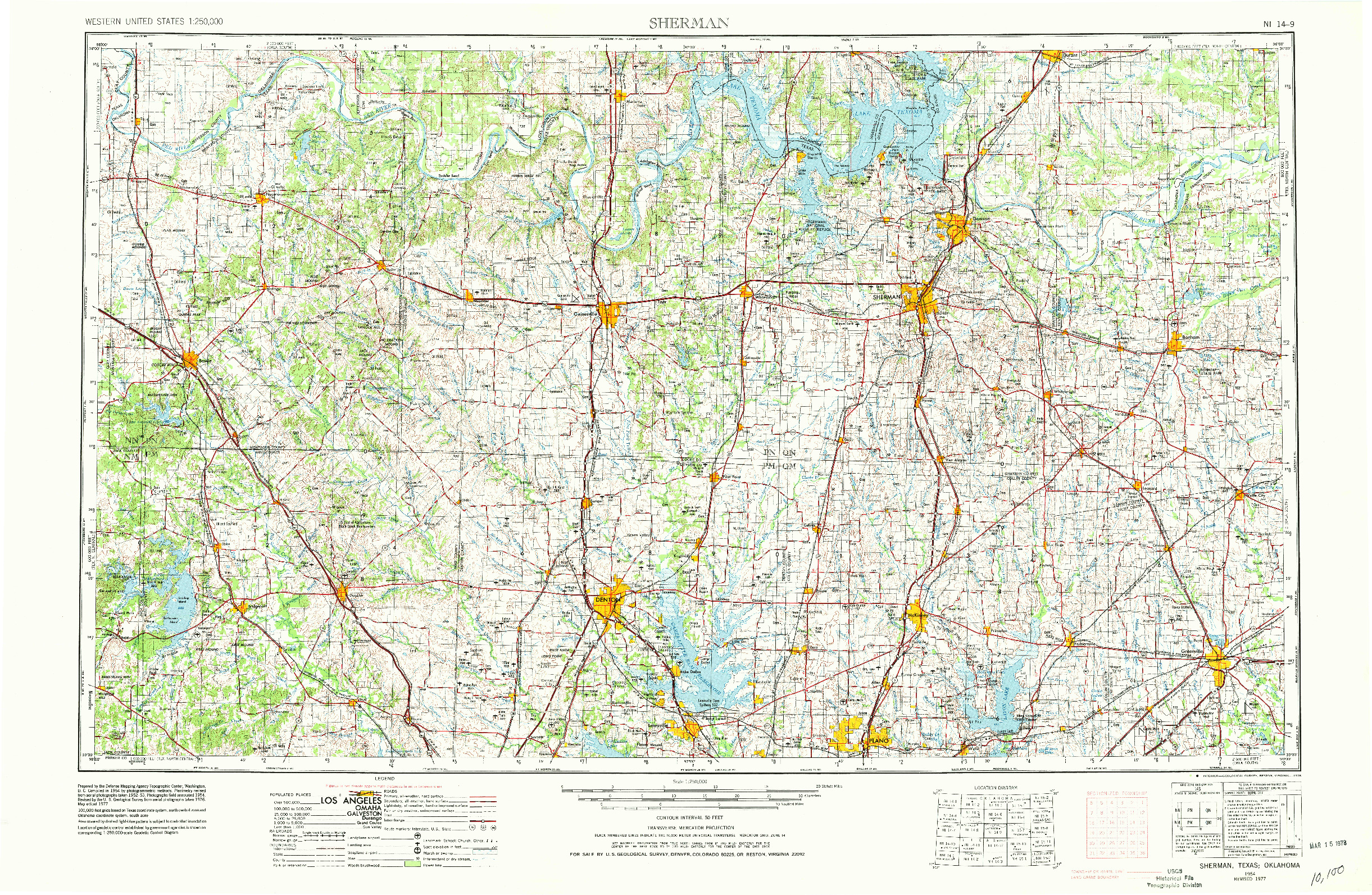 USGS 1:250000-SCALE QUADRANGLE FOR SHERMAN, TX 1954