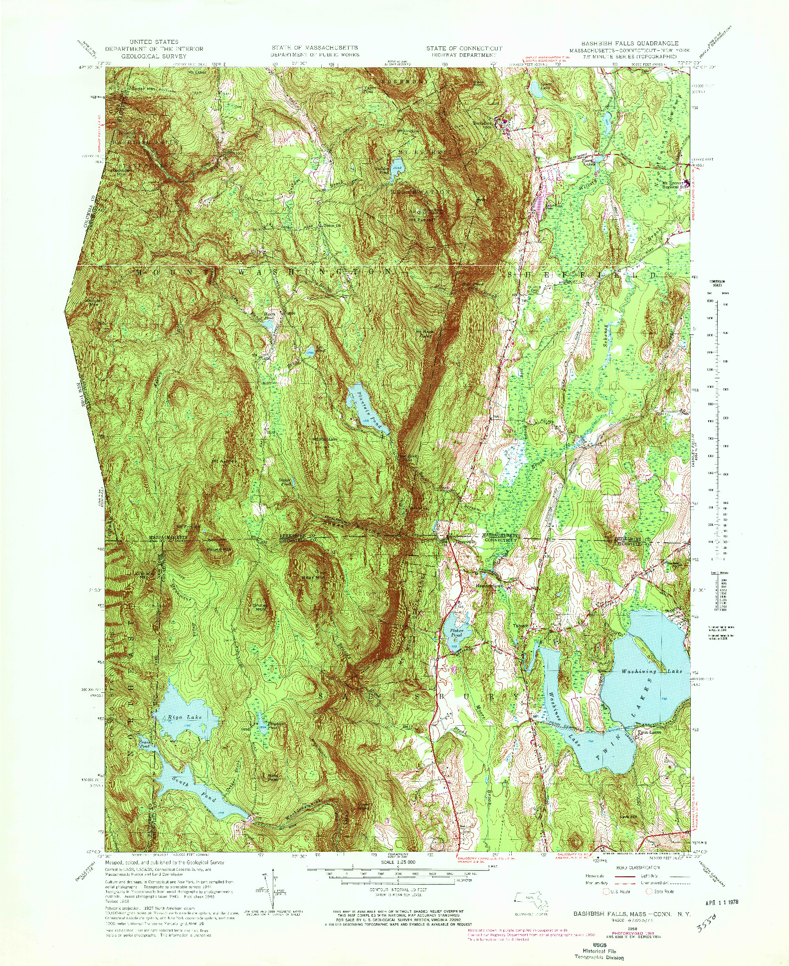 USGS 1:25000-SCALE QUADRANGLE FOR BASHBISH FALLS, MA 1958