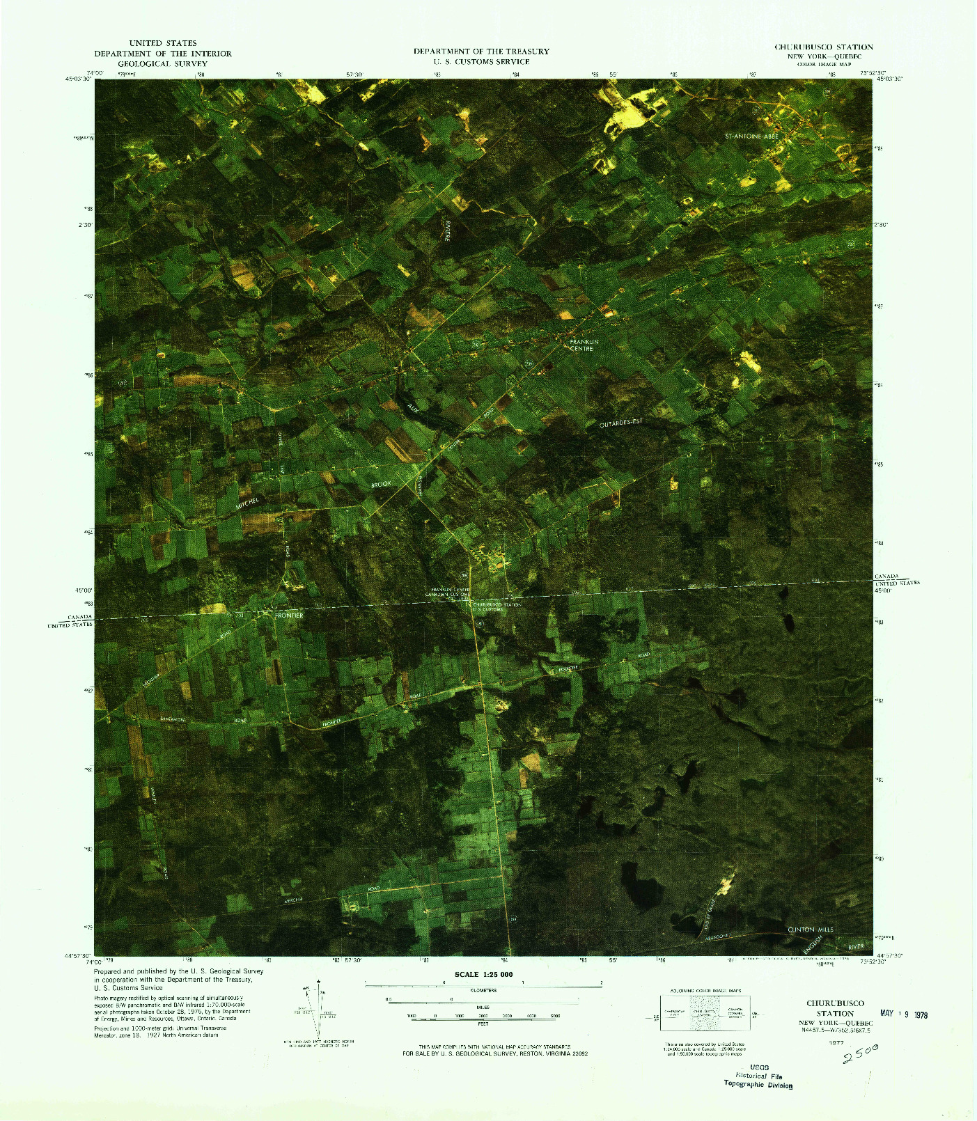 USGS 1:25000-SCALE QUADRANGLE FOR CHURUBUSCO STATION, NY 1977