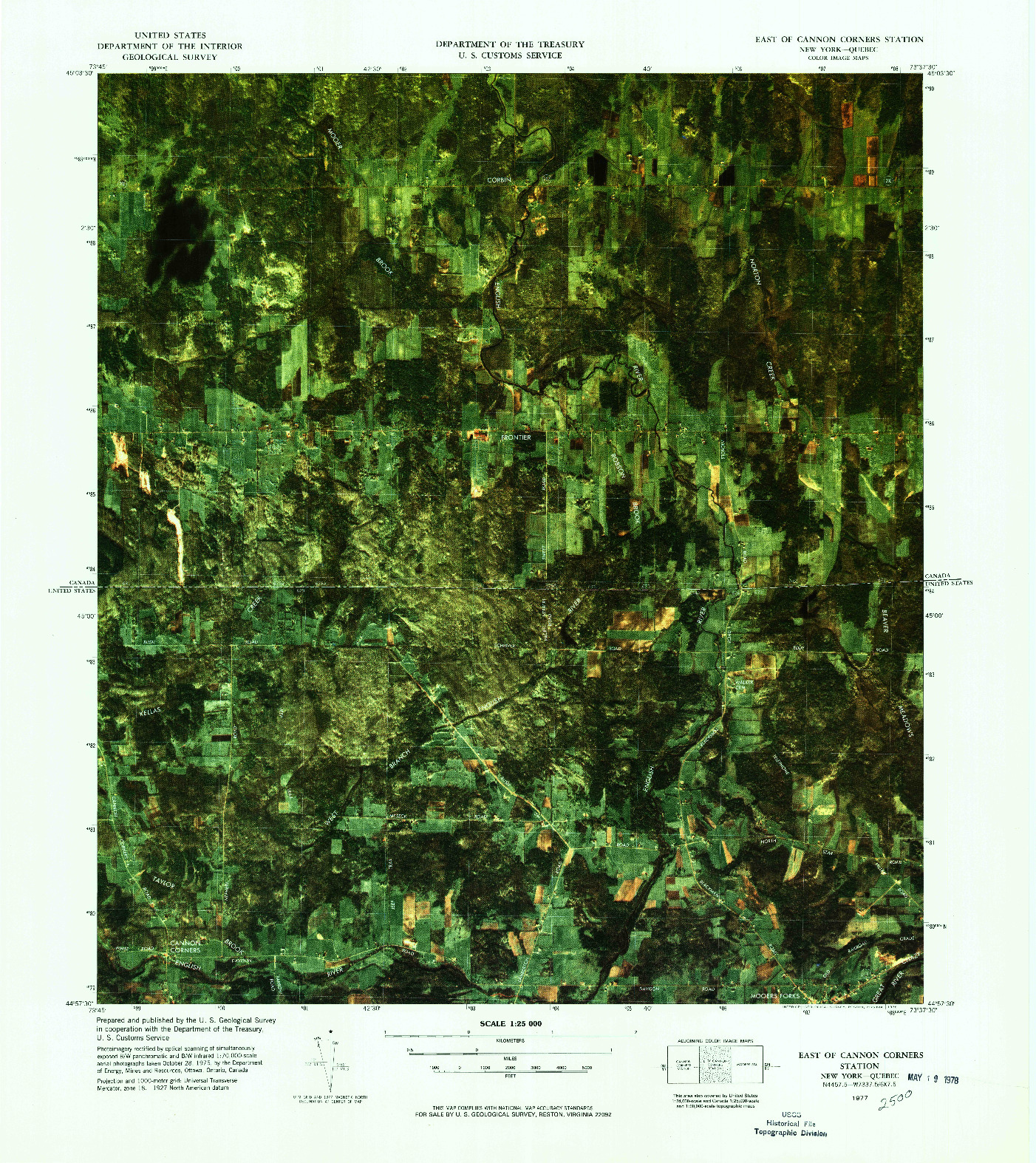 USGS 1:25000-SCALE QUADRANGLE FOR EAST OF CANNON CORNERS STATION, NY 1977
