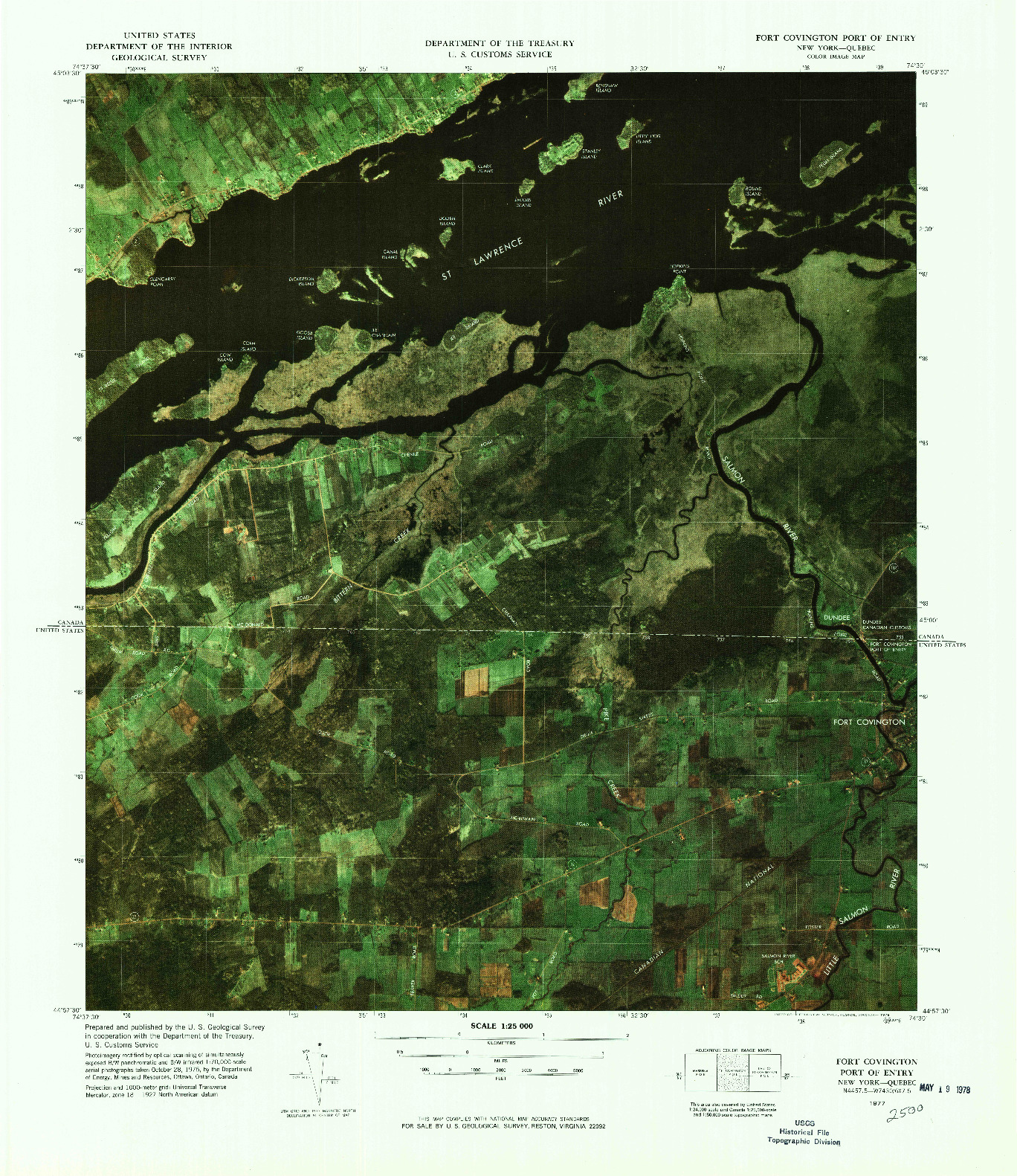 USGS 1:25000-SCALE QUADRANGLE FOR FORT COVINGTON PORT OF ENTRY, NY 1977