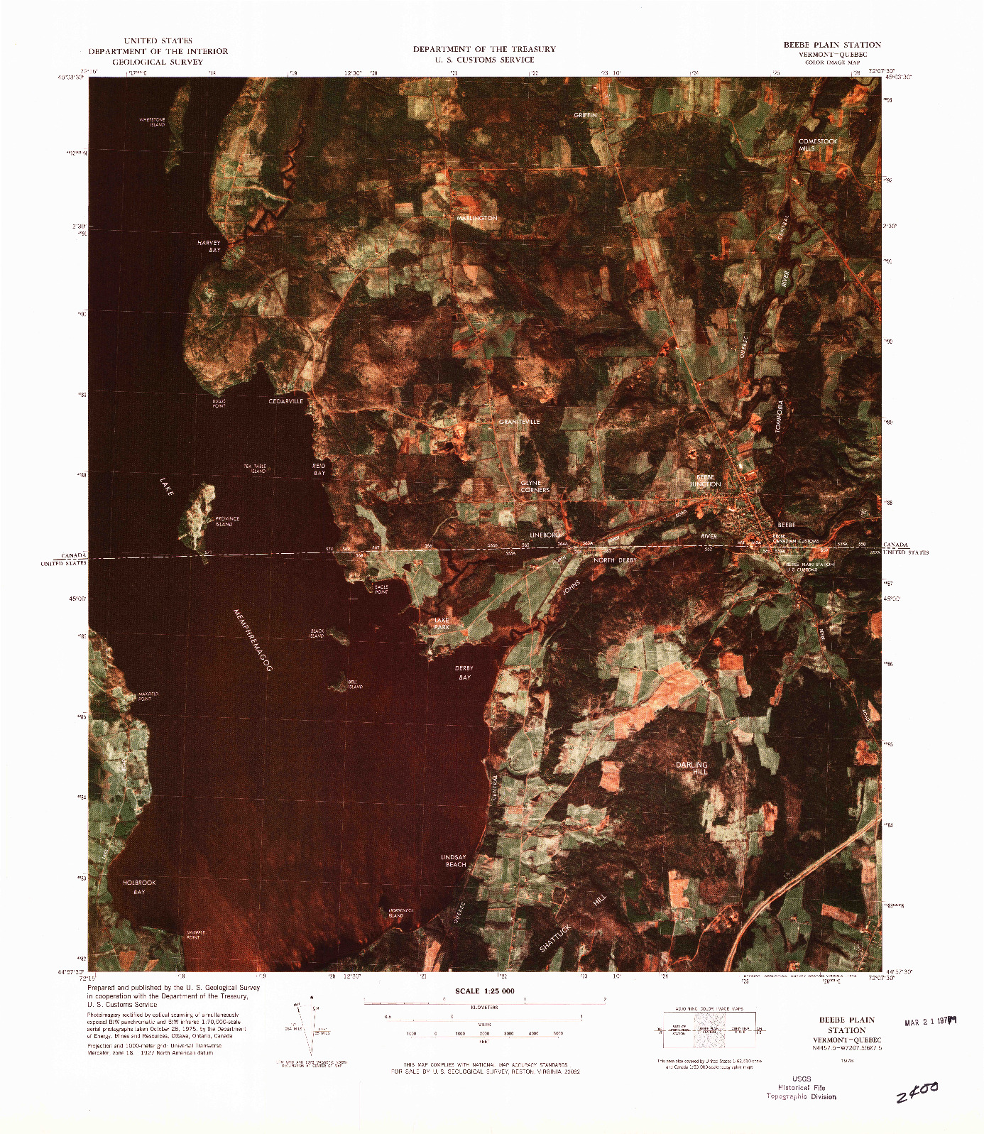 USGS 1:25000-SCALE QUADRANGLE FOR BEEBE PLAIN STATION, VT 1978