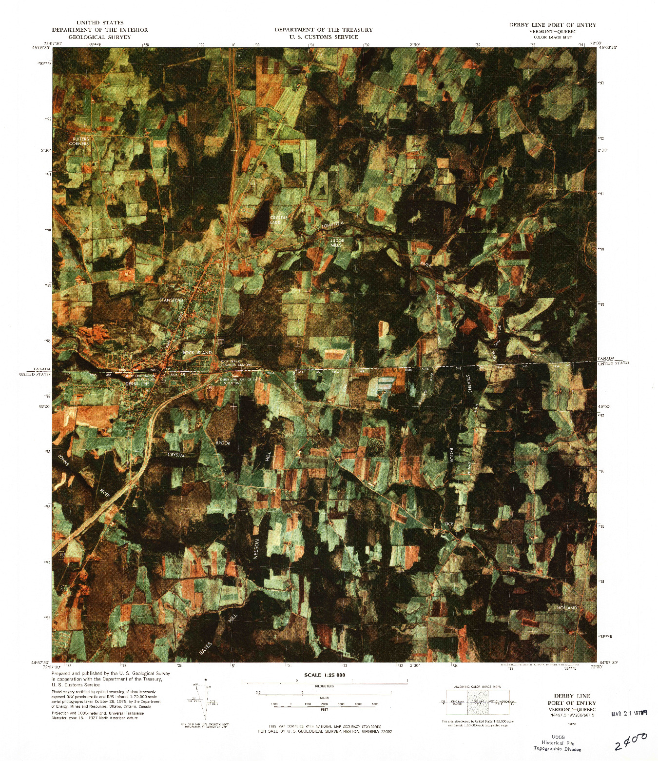 USGS 1:25000-SCALE QUADRANGLE FOR DERBY LINE PORT OF ENTRY, VT 1978