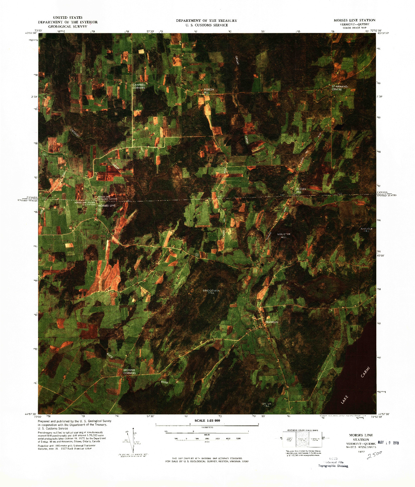 USGS 1:25000-SCALE QUADRANGLE FOR MORSES LINE STATION, VT 1977