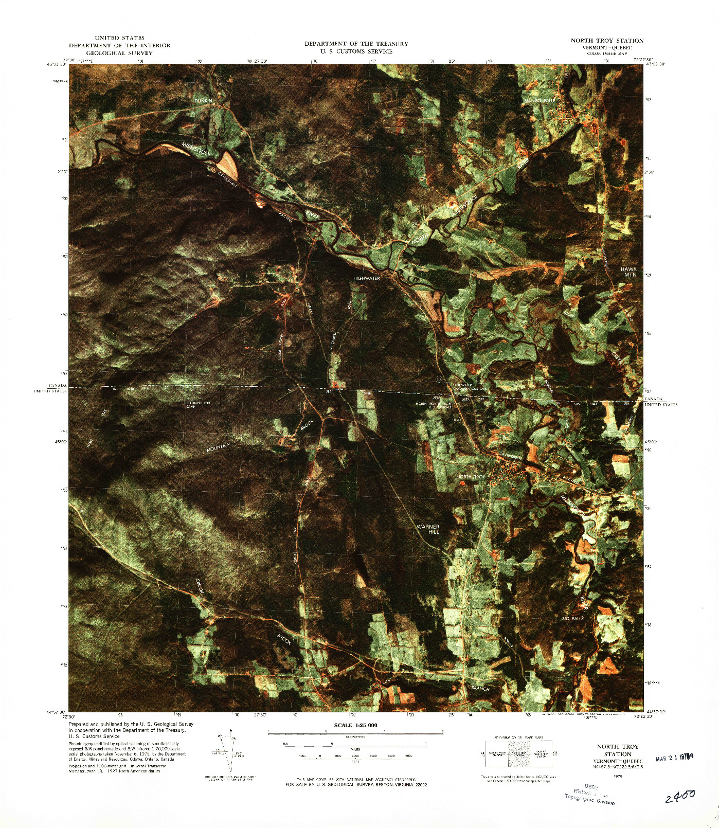 USGS 1:25000-SCALE QUADRANGLE FOR NORTH TROY STATION, VT 1978