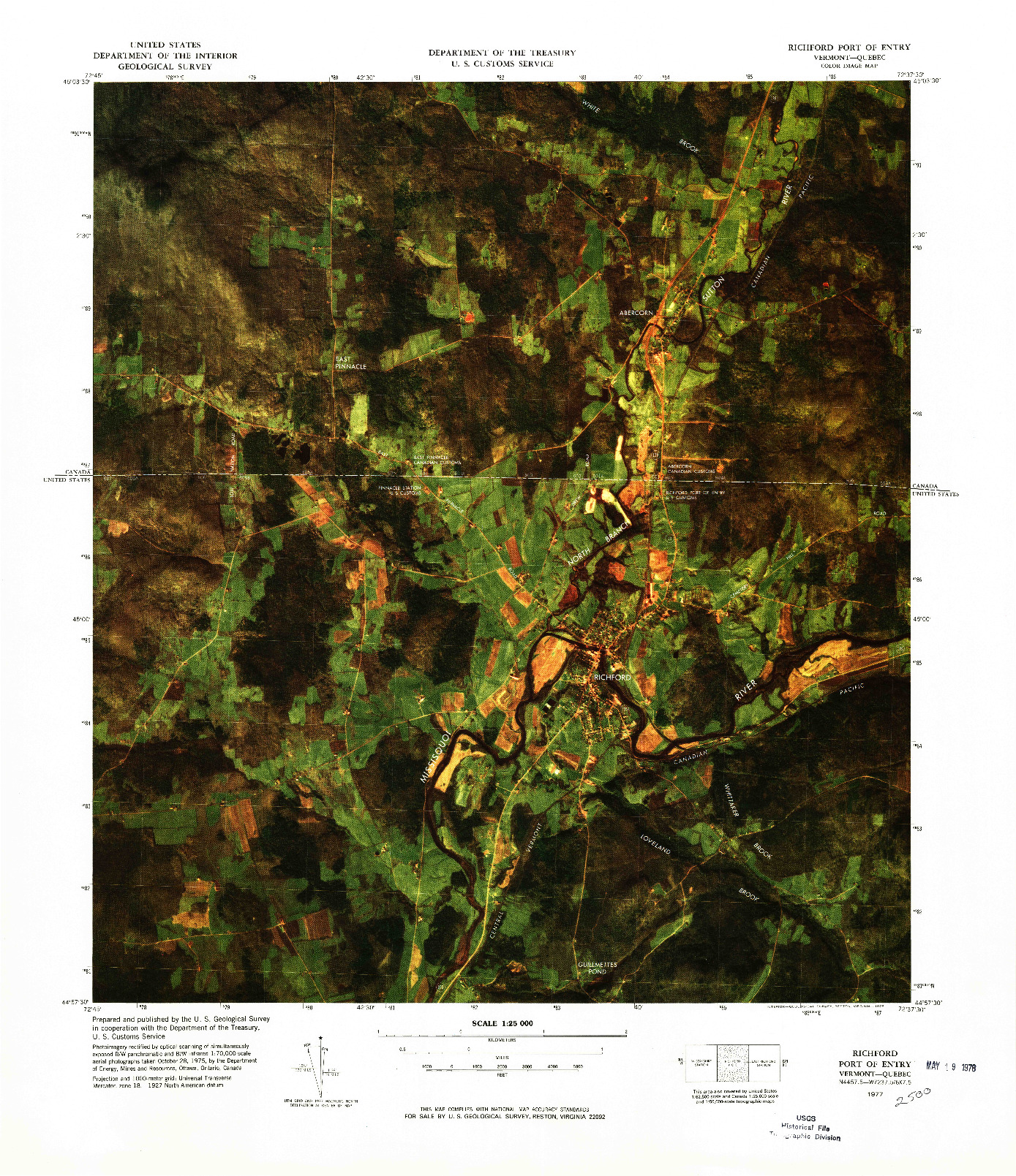 USGS 1:25000-SCALE QUADRANGLE FOR RICHFORD PORT OF ENTRY, VT 1977