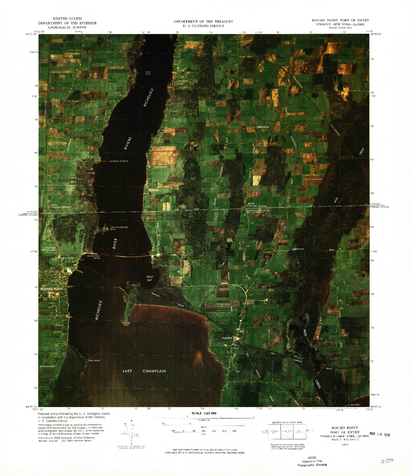 USGS 1:25000-SCALE QUADRANGLE FOR ROUSES POINT PORT OF ENTRY, VT 1977