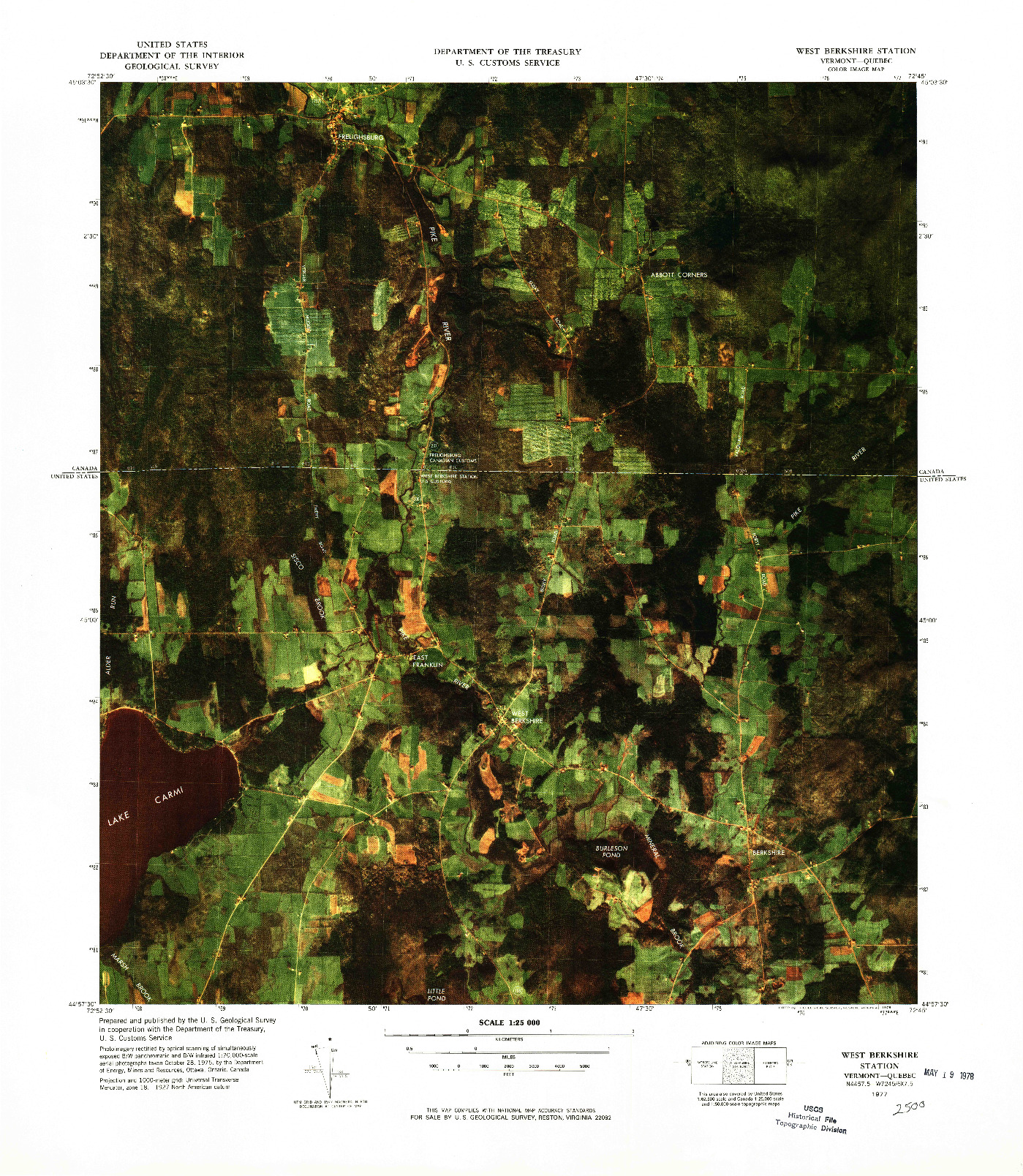 USGS 1:25000-SCALE QUADRANGLE FOR WEST BERKSHIRE STATION, VT 1977