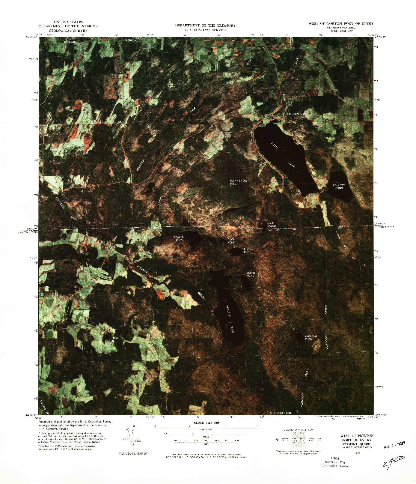 USGS 1:25000-SCALE QUADRANGLE FOR WEST OF NORTON PORT OF ENTRY, VT 1978