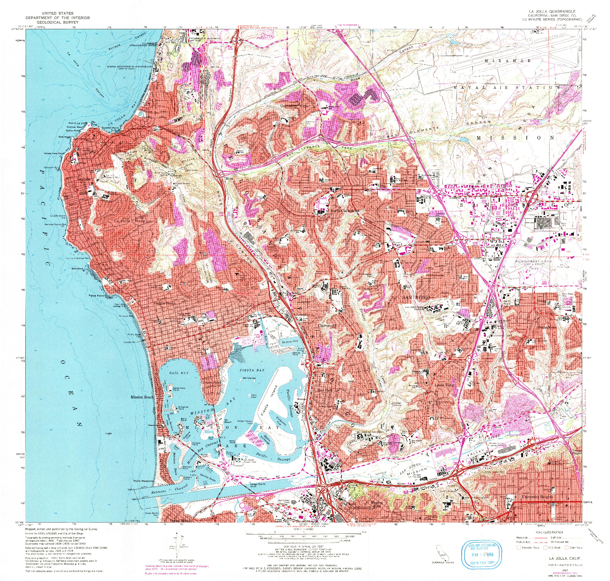 USGS 1:24000-SCALE QUADRANGLE FOR LA JOLLA, CA 1967