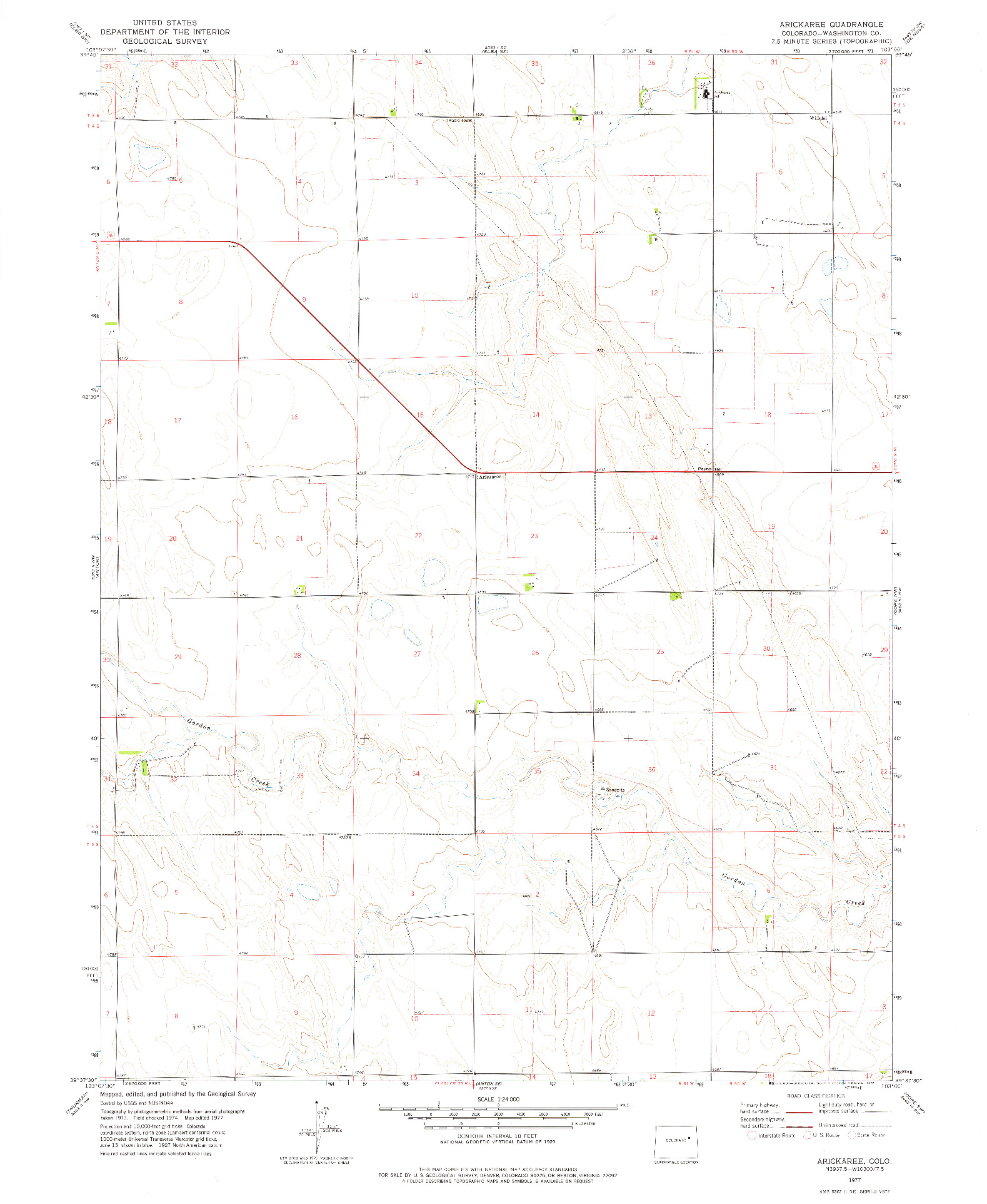 USGS 1:24000-SCALE QUADRANGLE FOR ARICKAREE, CO 1977