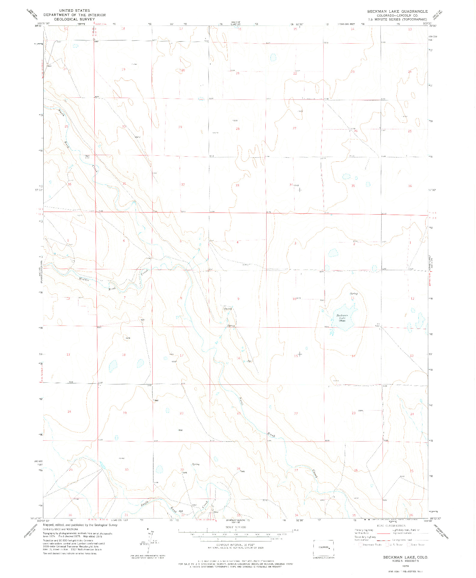 USGS 1:24000-SCALE QUADRANGLE FOR BECKMAN LAKE, CO 1978