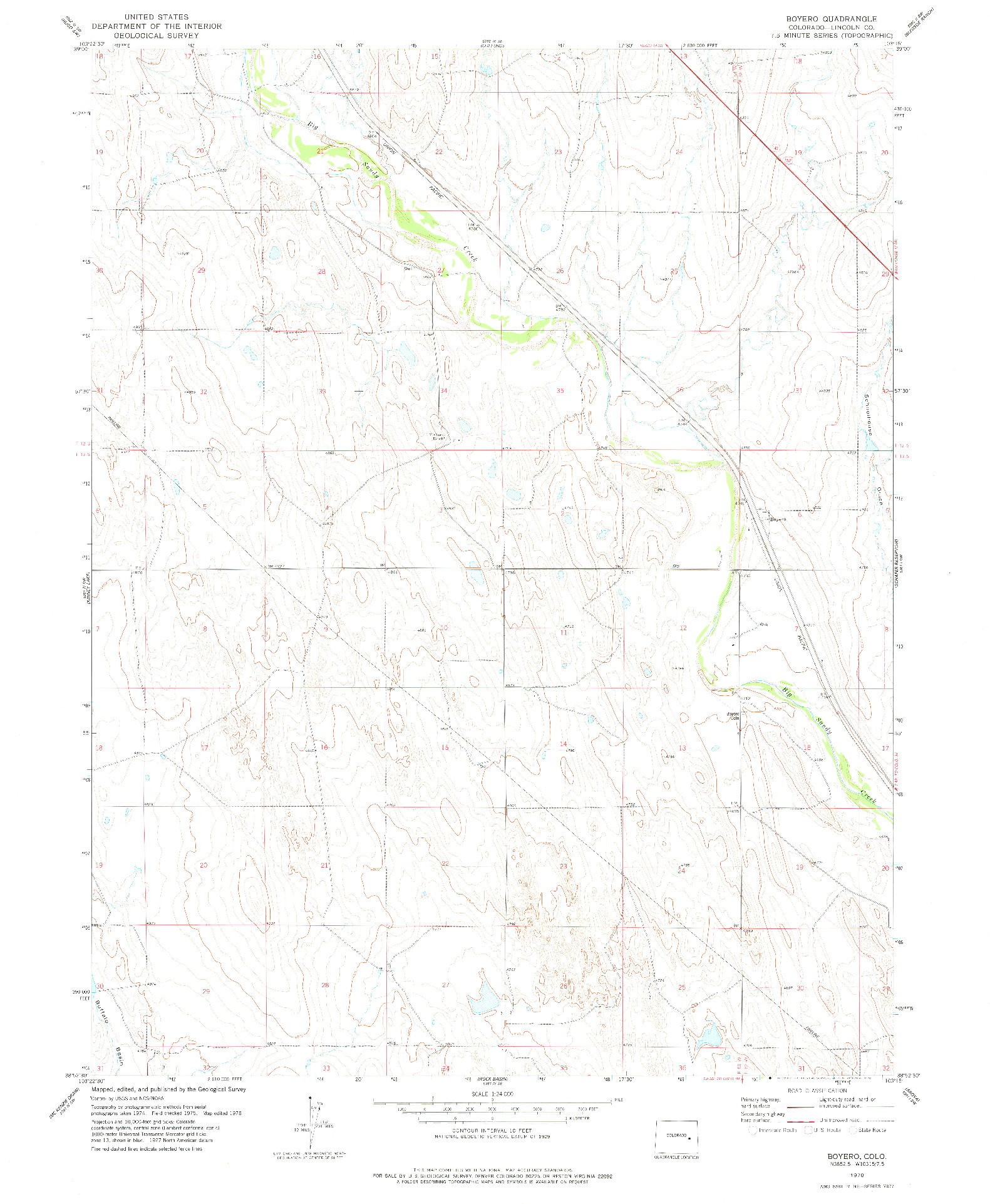USGS 1:24000-SCALE QUADRANGLE FOR BOYERO, CO 1978