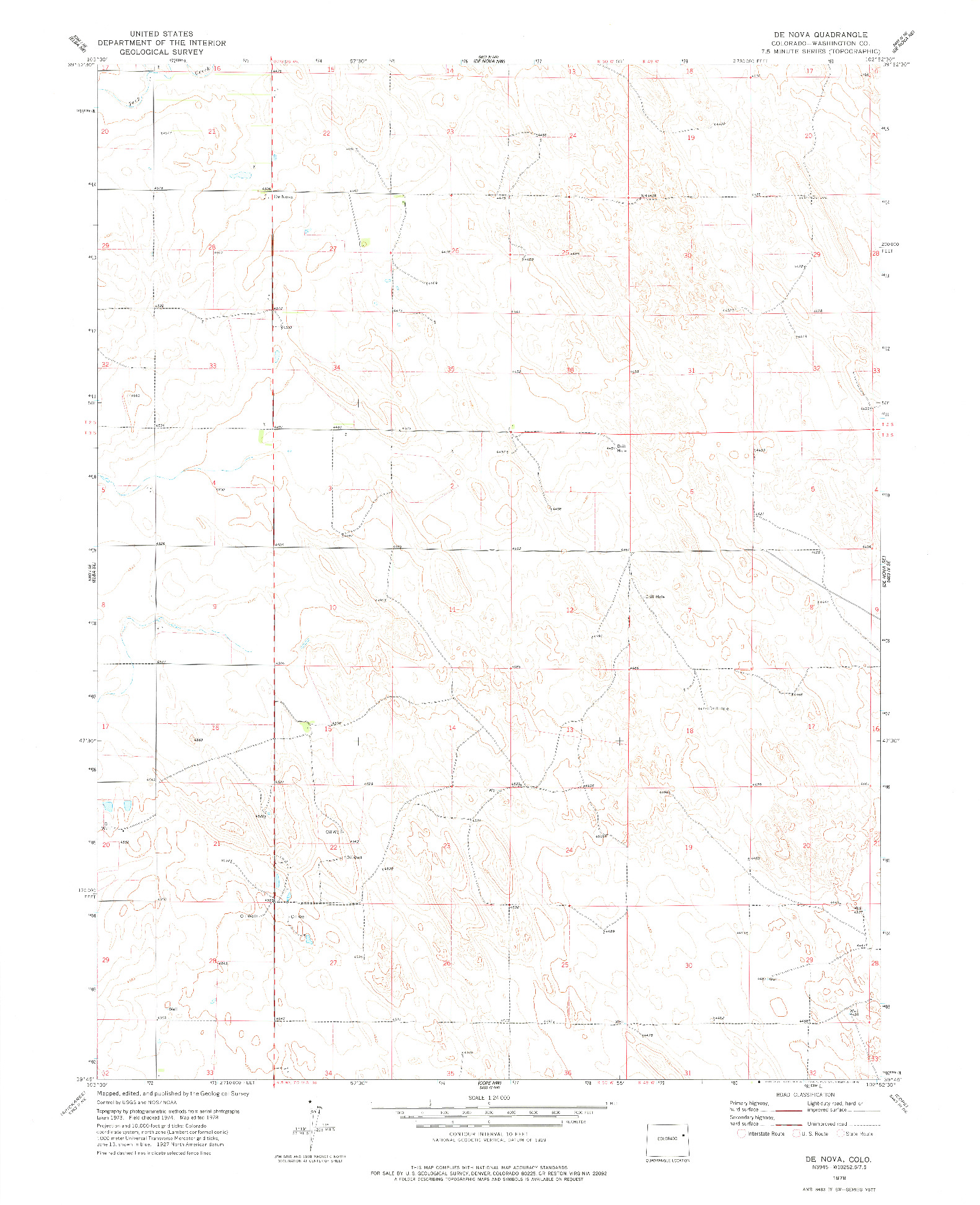 USGS 1:24000-SCALE QUADRANGLE FOR DE NOVA, CO 1978