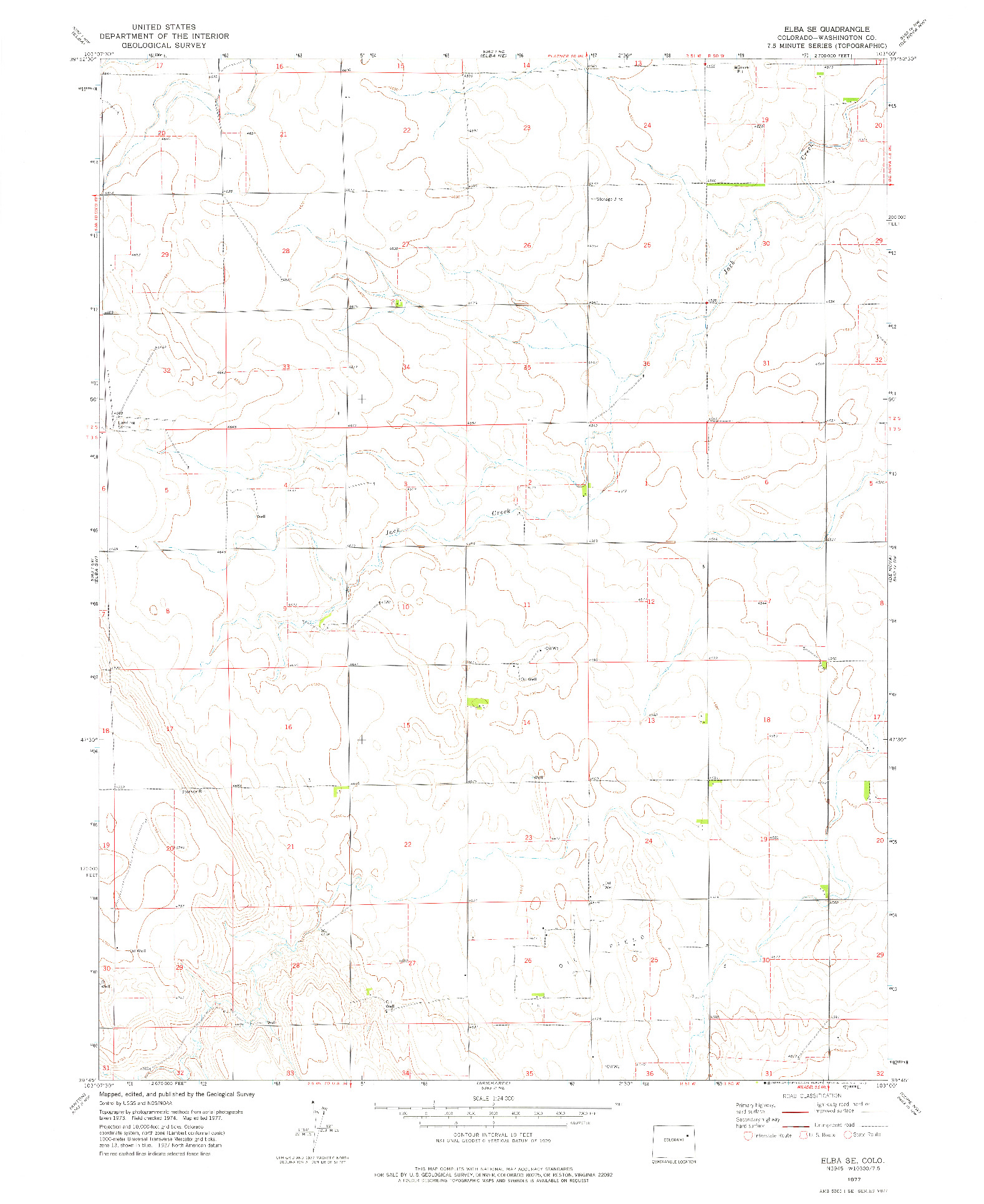 USGS 1:24000-SCALE QUADRANGLE FOR ELBA SE, CO 1977