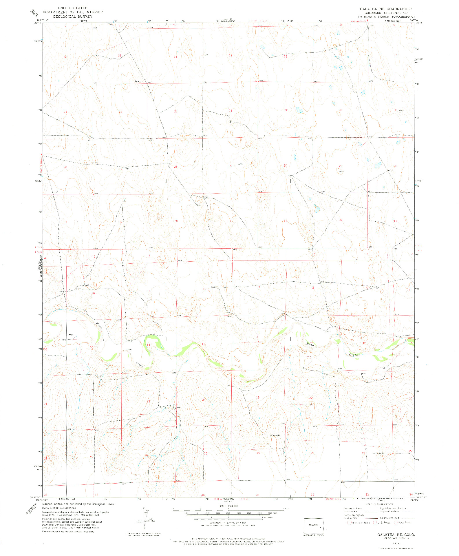 USGS 1:24000-SCALE QUADRANGLE FOR GALATEA NE, CO 1978