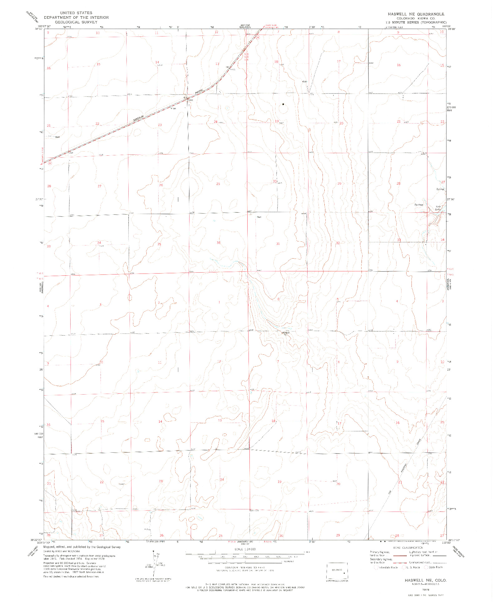 USGS 1:24000-SCALE QUADRANGLE FOR HASWELL NE, CO 1978