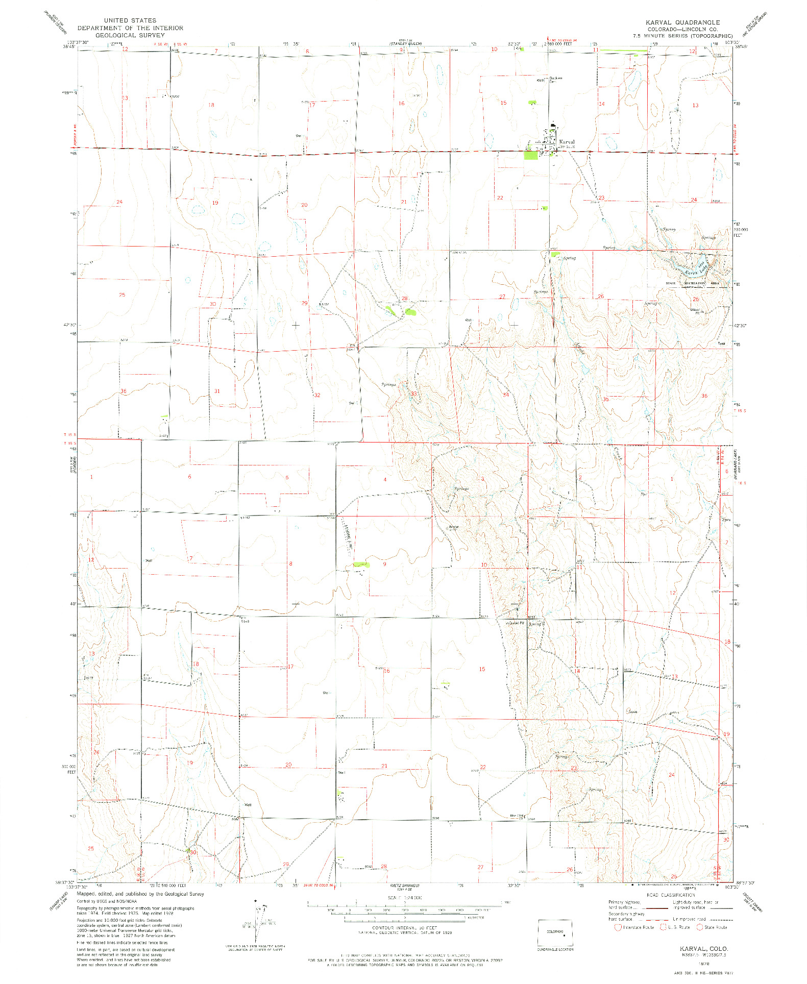 USGS 1:24000-SCALE QUADRANGLE FOR KARVAL, CO 1978