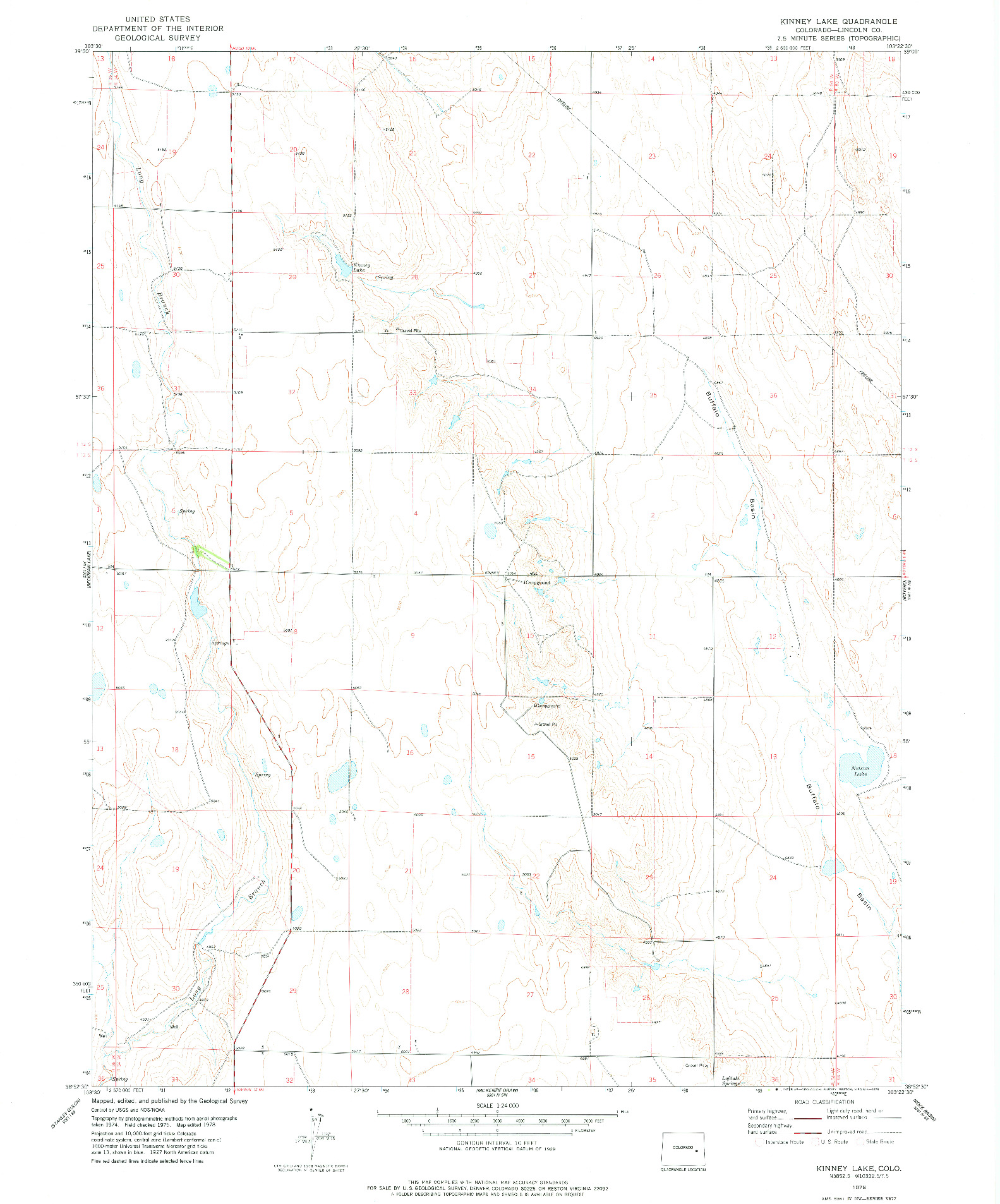 USGS 1:24000-SCALE QUADRANGLE FOR KINNEY LAKE, CO 1978
