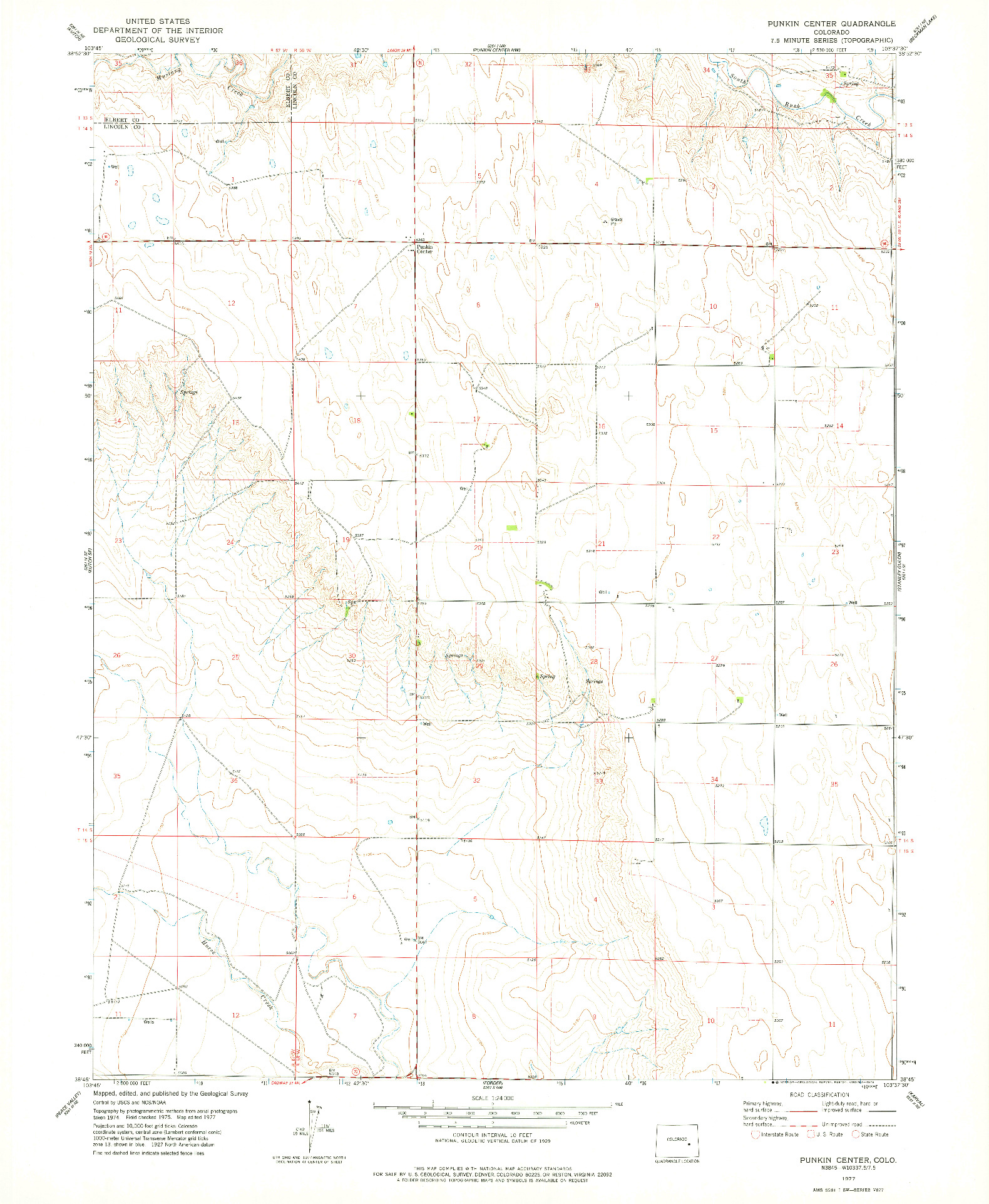 USGS 1:24000-SCALE QUADRANGLE FOR PUNKIN CENTER, CO 1977