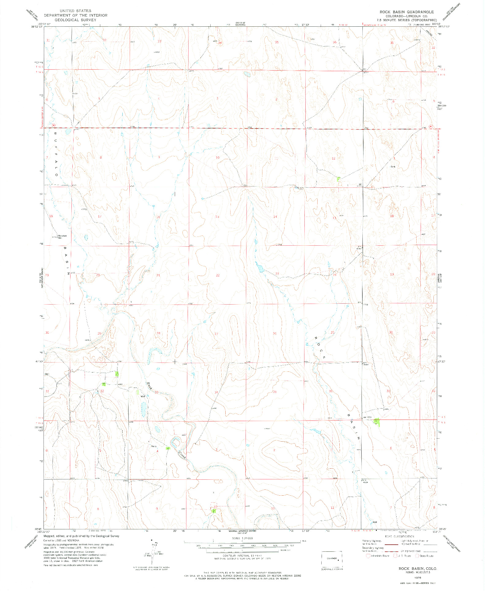 USGS 1:24000-SCALE QUADRANGLE FOR ROCK BASIN, CO 1978