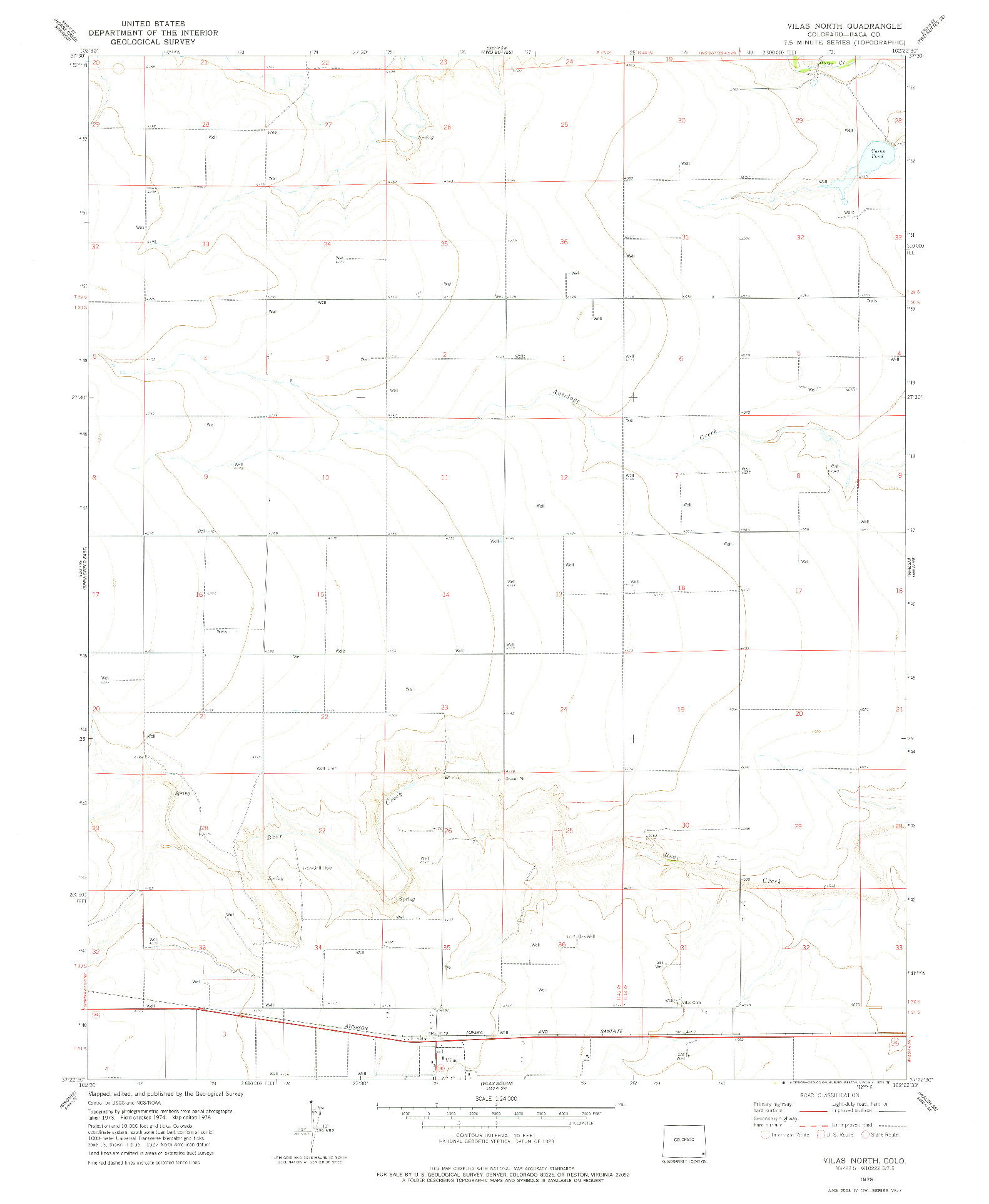 USGS 1:24000-SCALE QUADRANGLE FOR VILAS NORTH, CO 1978