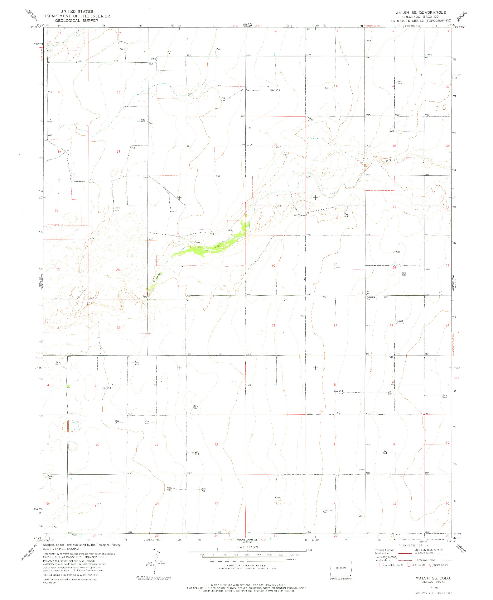 USGS 1:24000-SCALE QUADRANGLE FOR WALSH SE, CO 1978