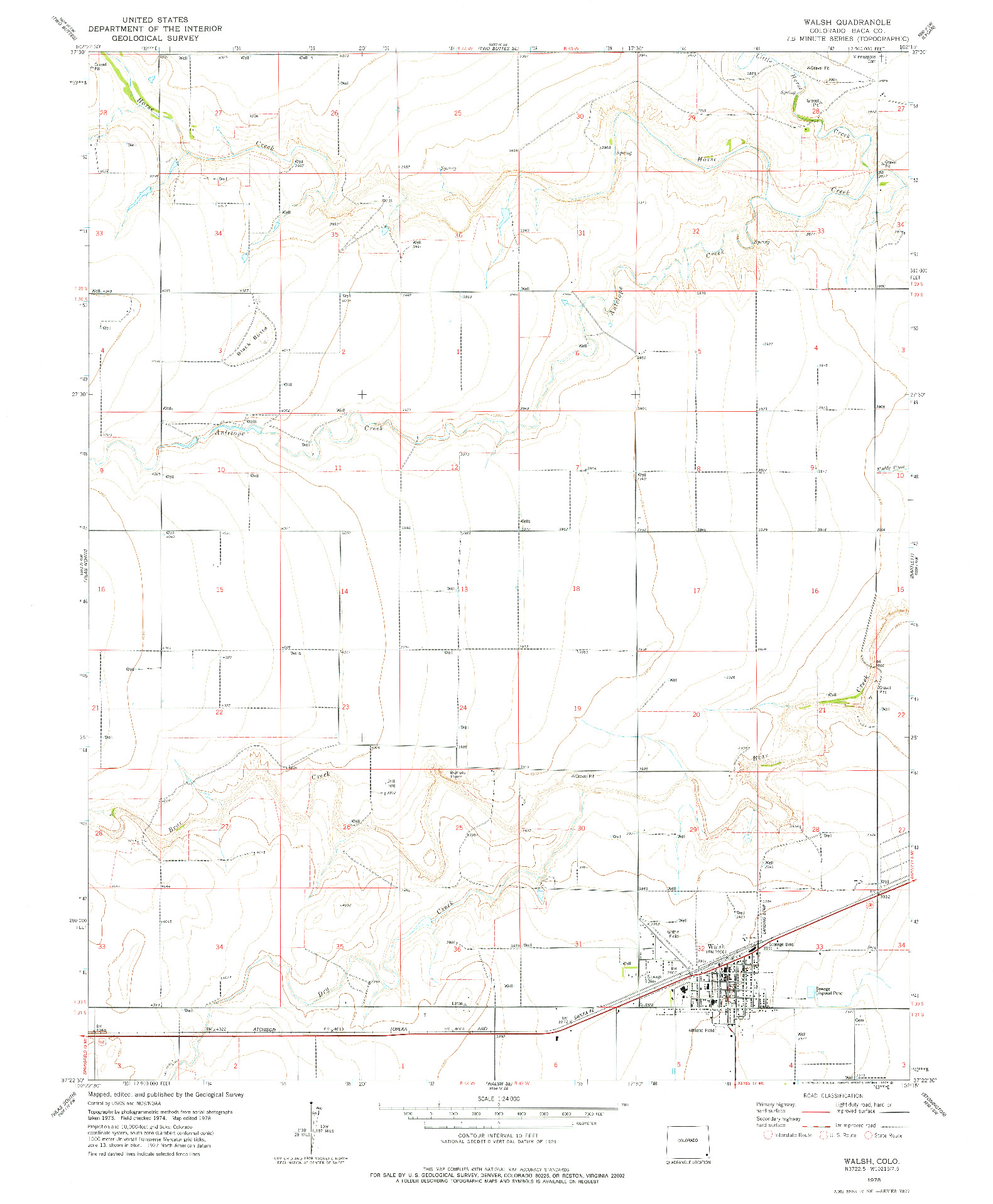 USGS 1:24000-SCALE QUADRANGLE FOR WALSH, CO 1978