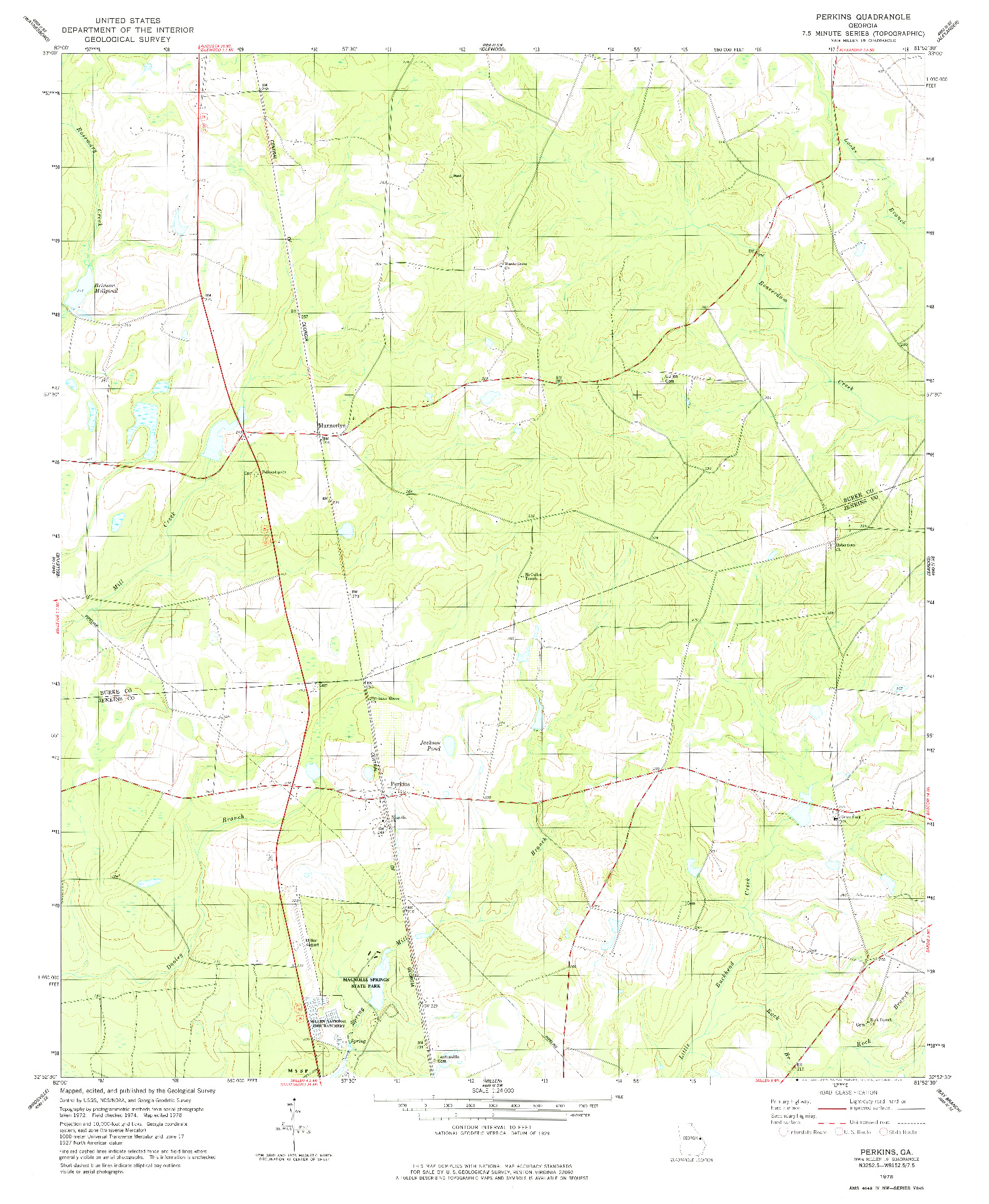 USGS 1:24000-SCALE QUADRANGLE FOR PERKINS, GA 1978